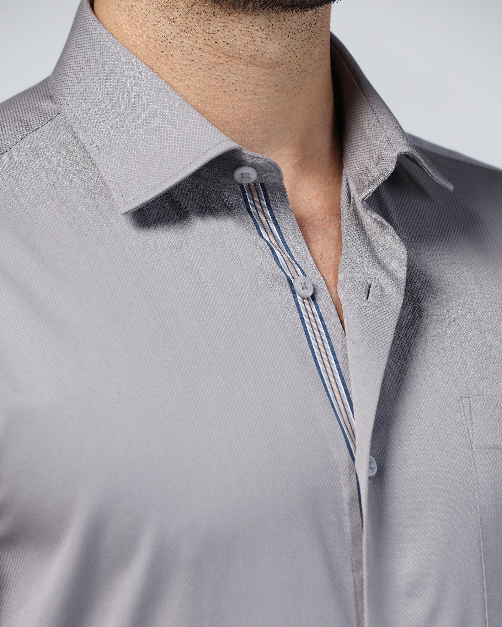 Temp Tech Formal Grey Textured Shirt - Soy - Image 9