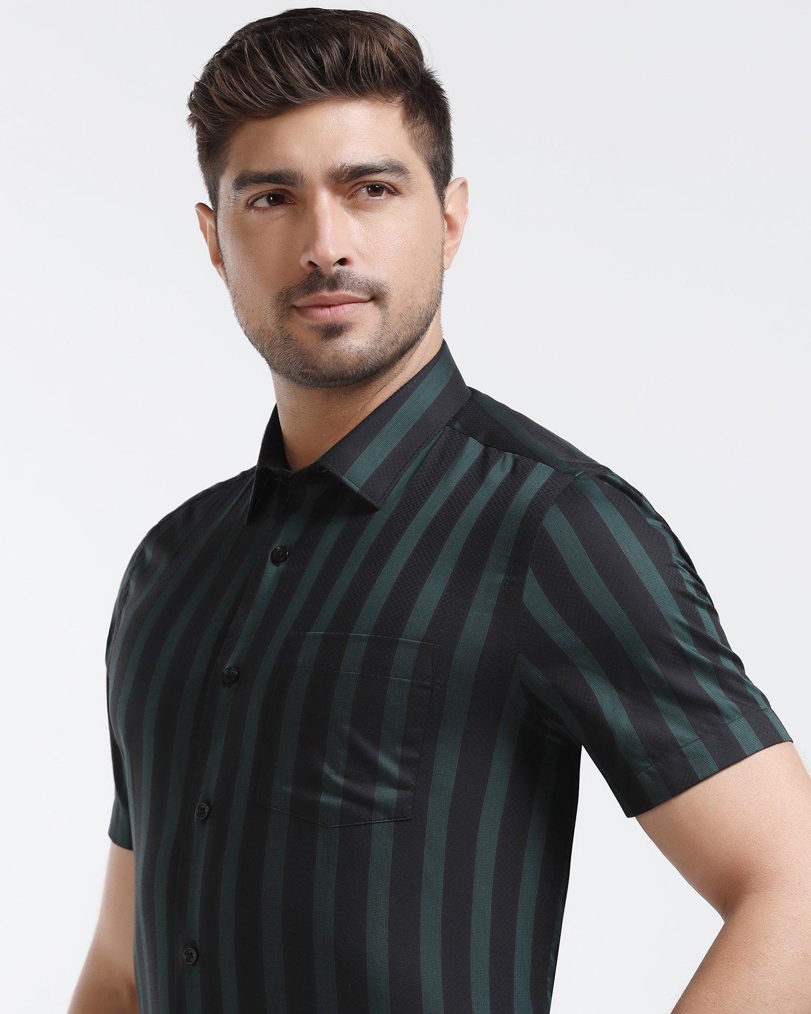 Formal Half Sleeve Black Stripe Shirt - Regis - Image 4