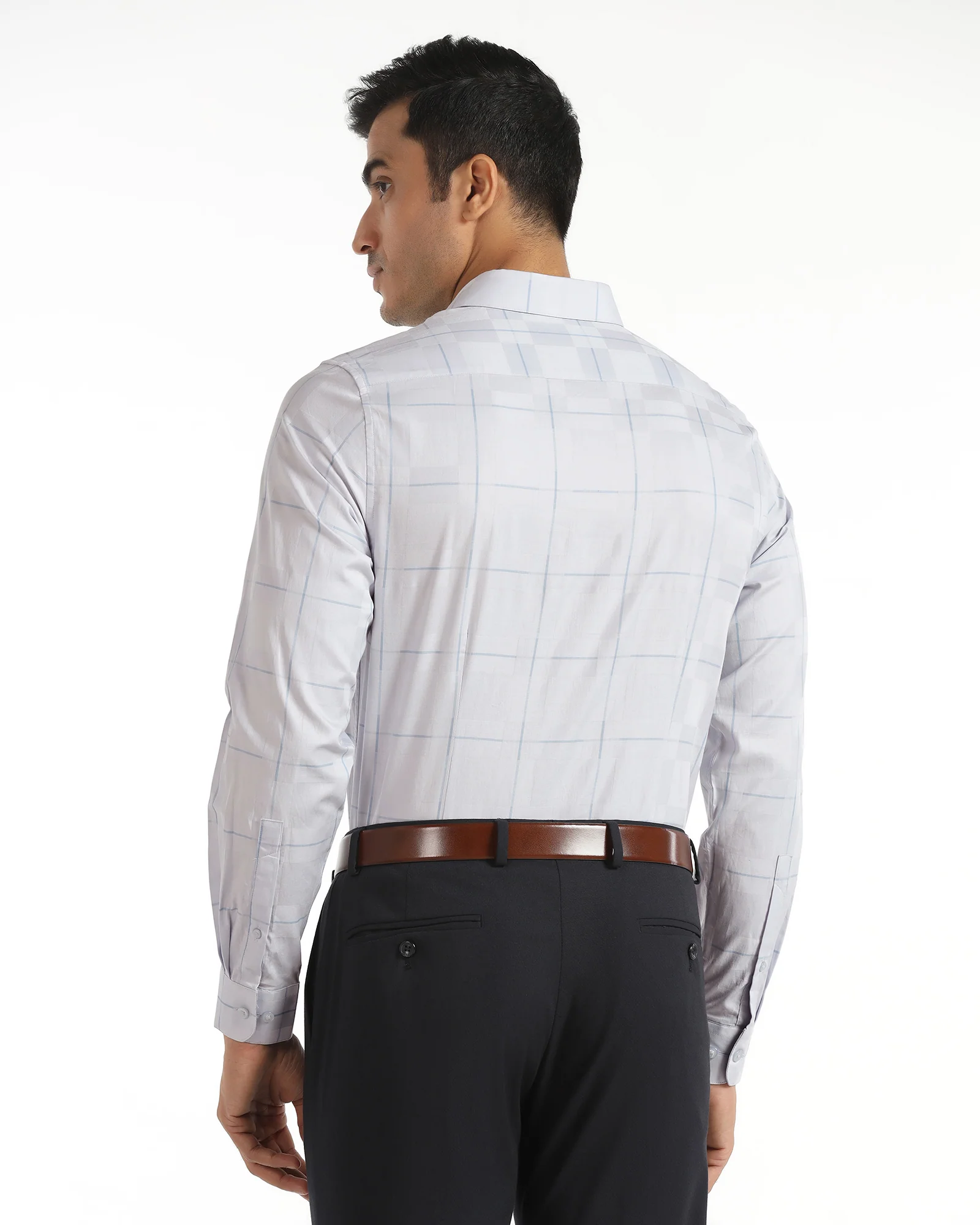 Formal Lavender Check Shirt - Santro - Image 2