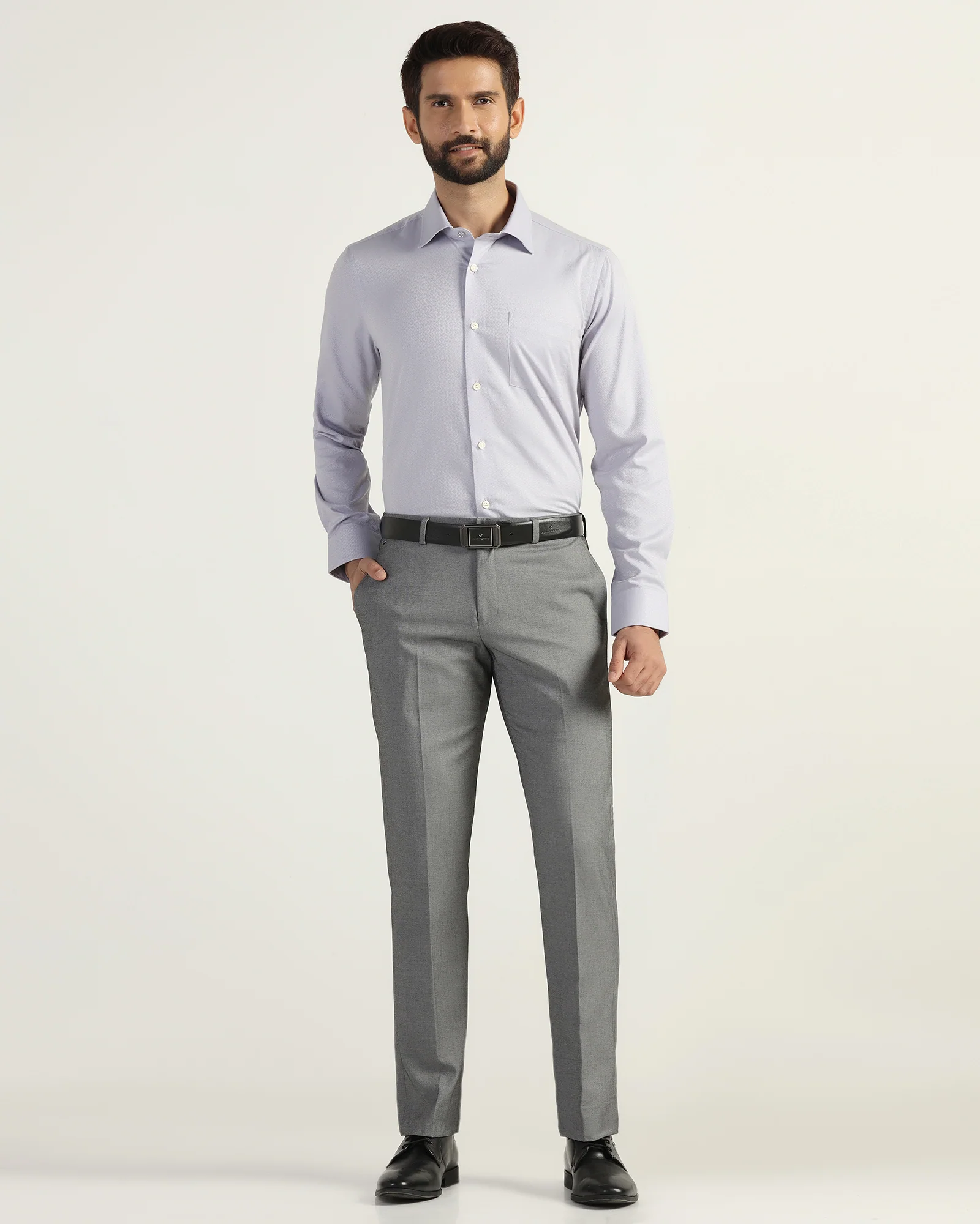 Formal Lavender Textured Shirt - Brick - Image 3