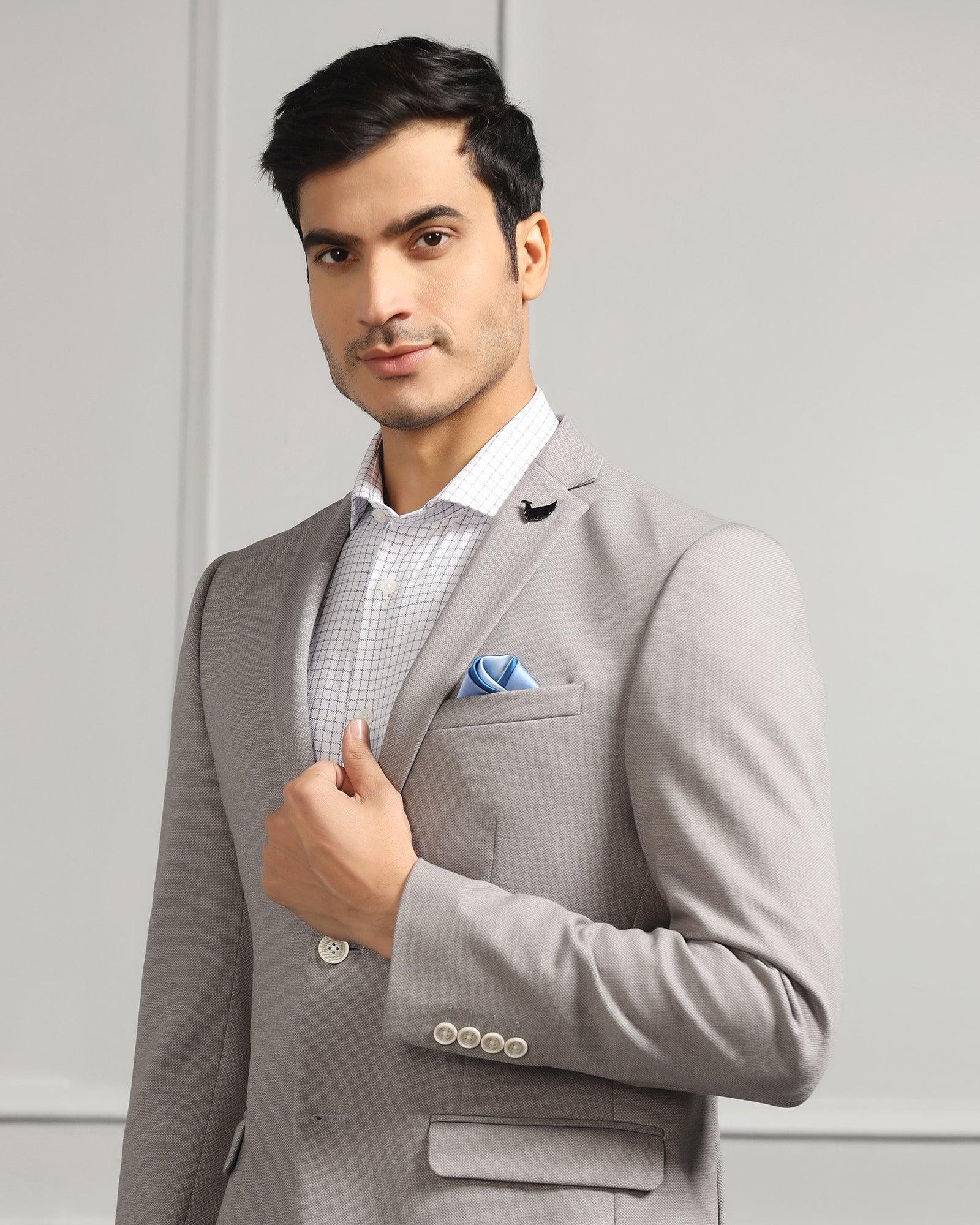 Formal Light Grey Textured Blazer - Caleb - Image 4