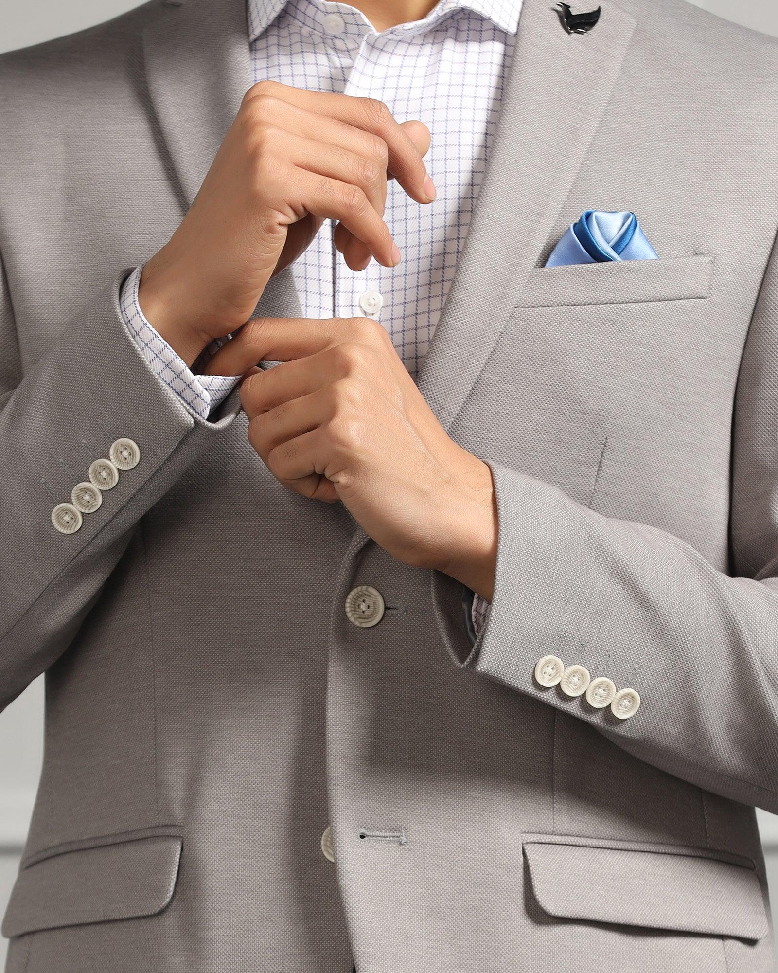 Formal Light Grey Textured Blazer - Caleb - Image 5