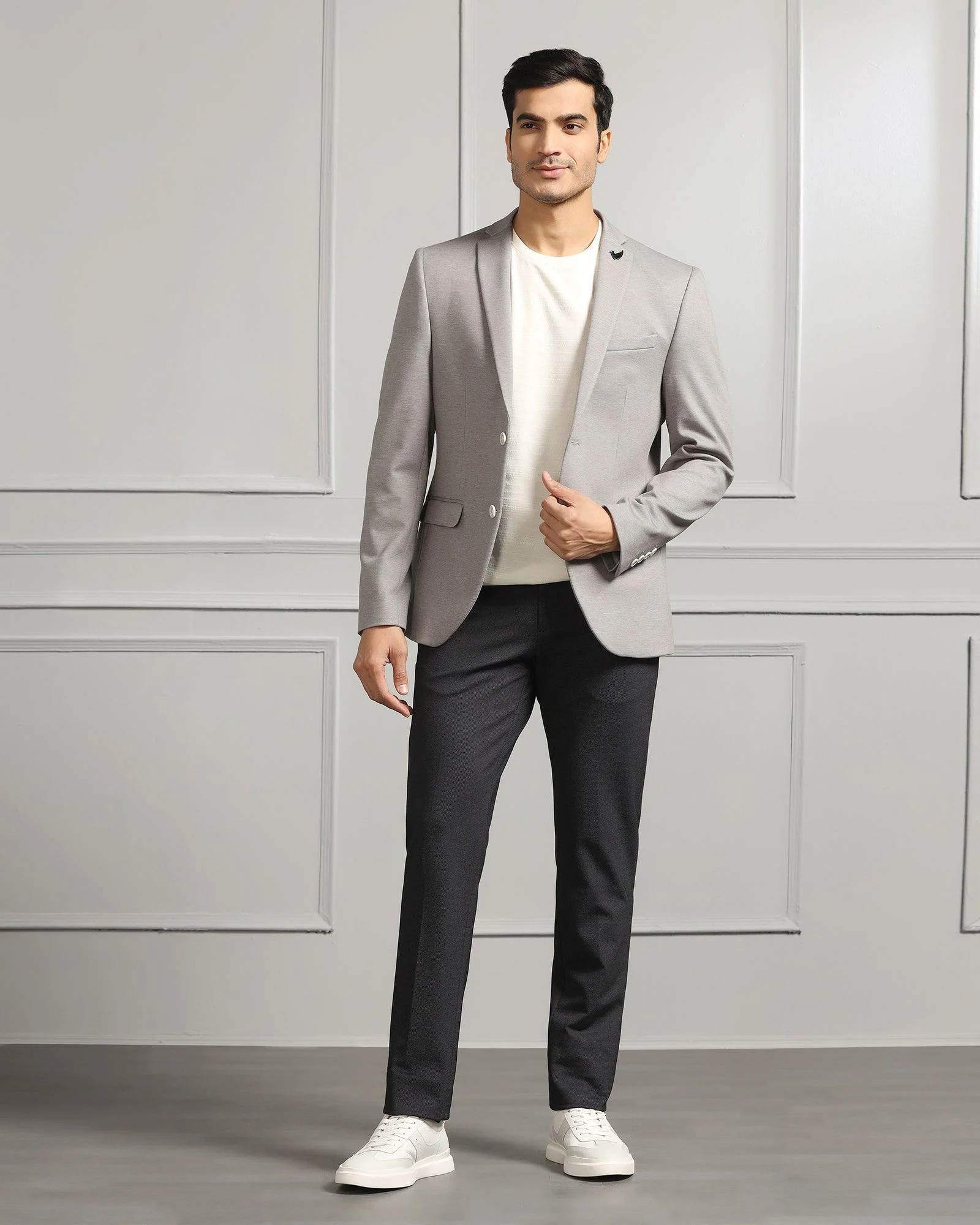Formal Light Grey Textured Blazer - Caleb - Image 6