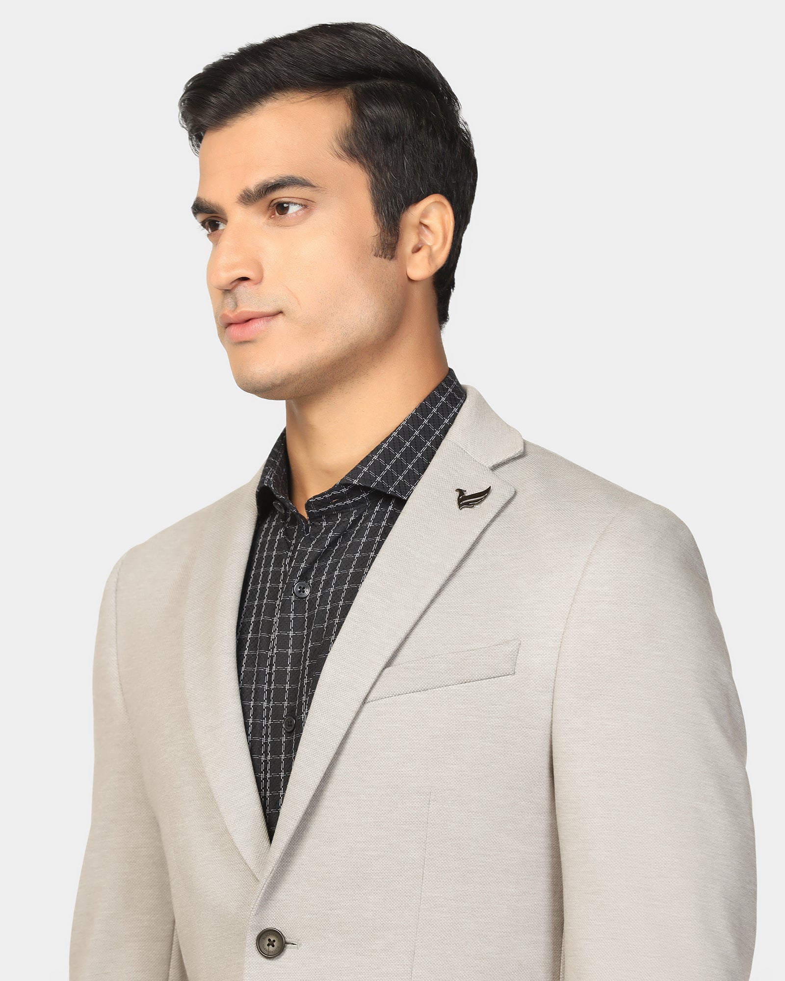 Formal Light Grey Textured Blazer - Dylan - Image 4