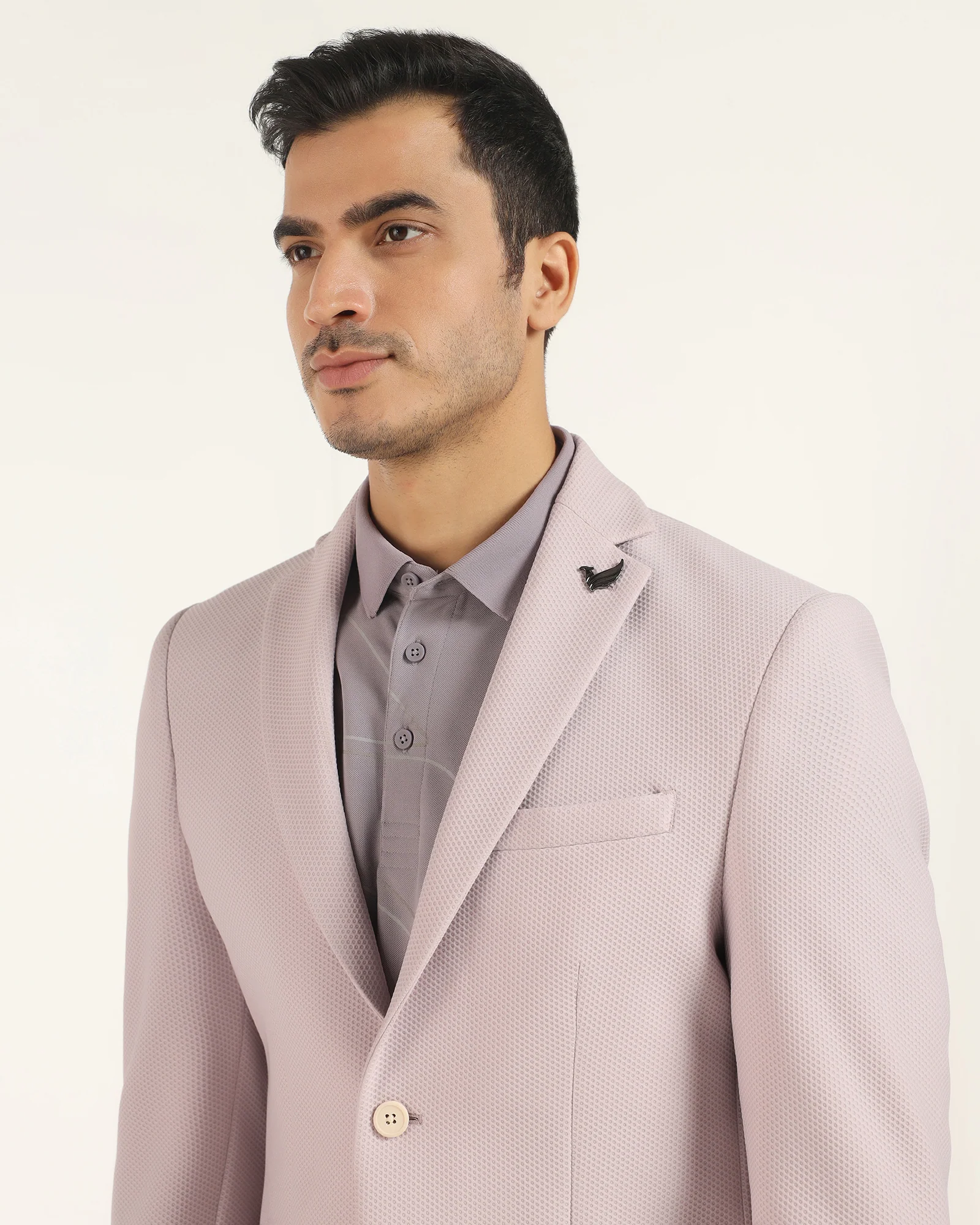 TechPro Formal Light Pink Textured Blazer - Renault - Image 4