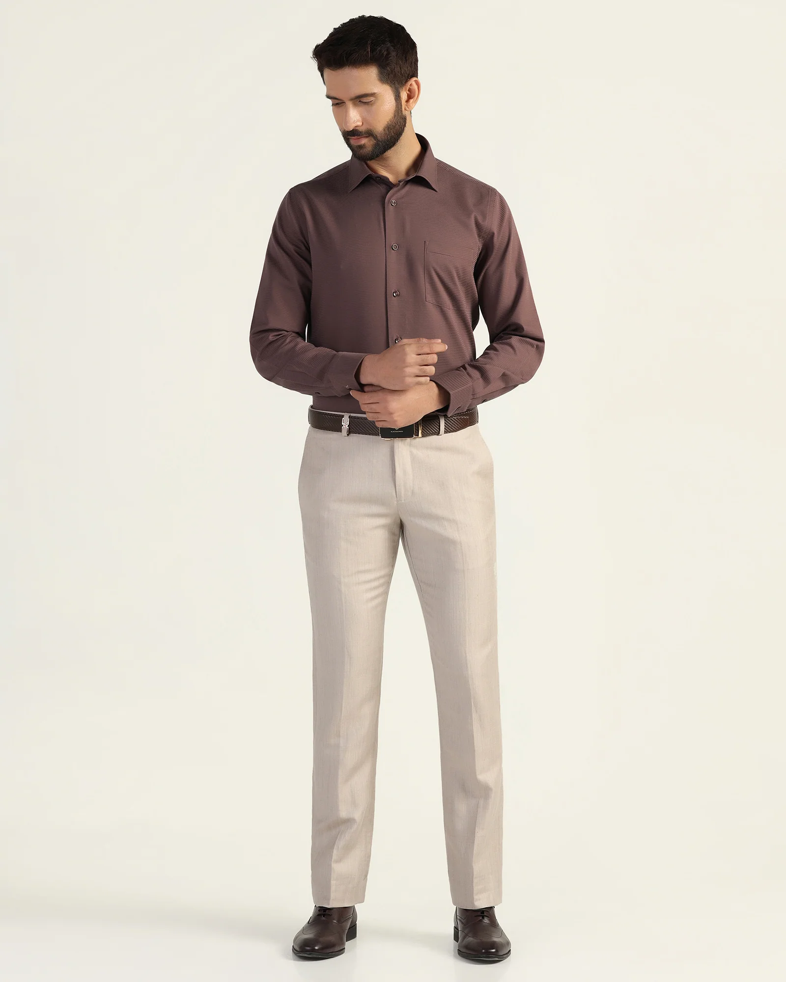 Formal Maroon Stripe Shirt - Merlot - Image 3