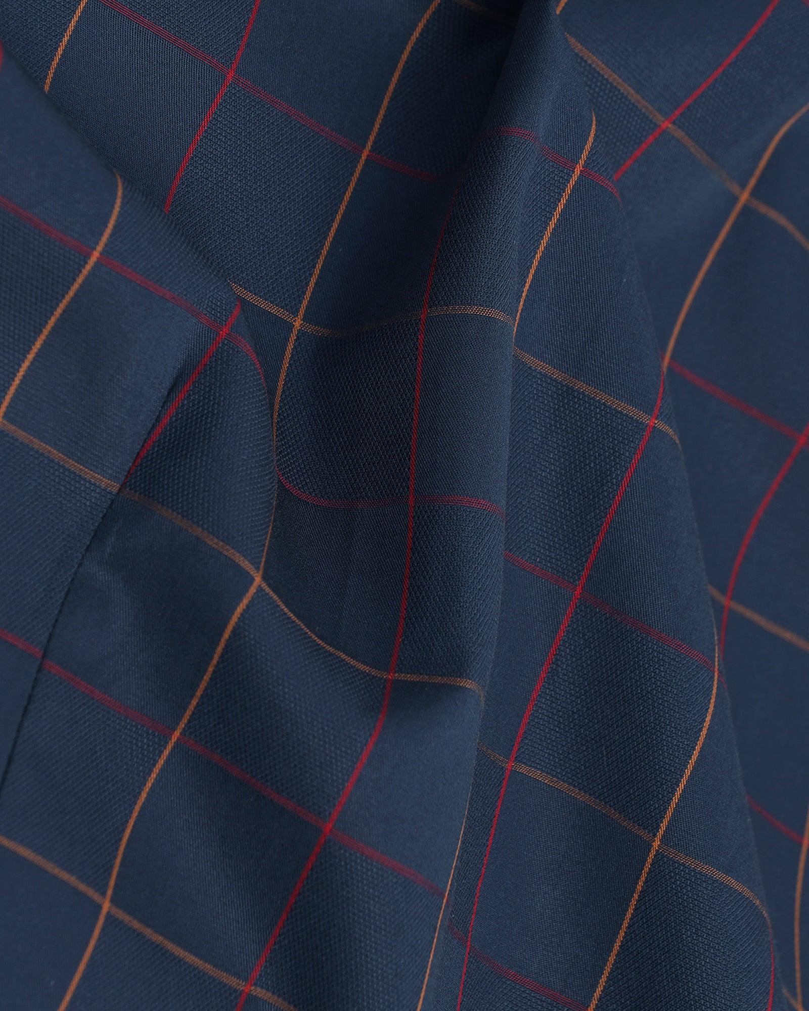 Non Iron Formal Navy Check Shirt - Boston - Image 6