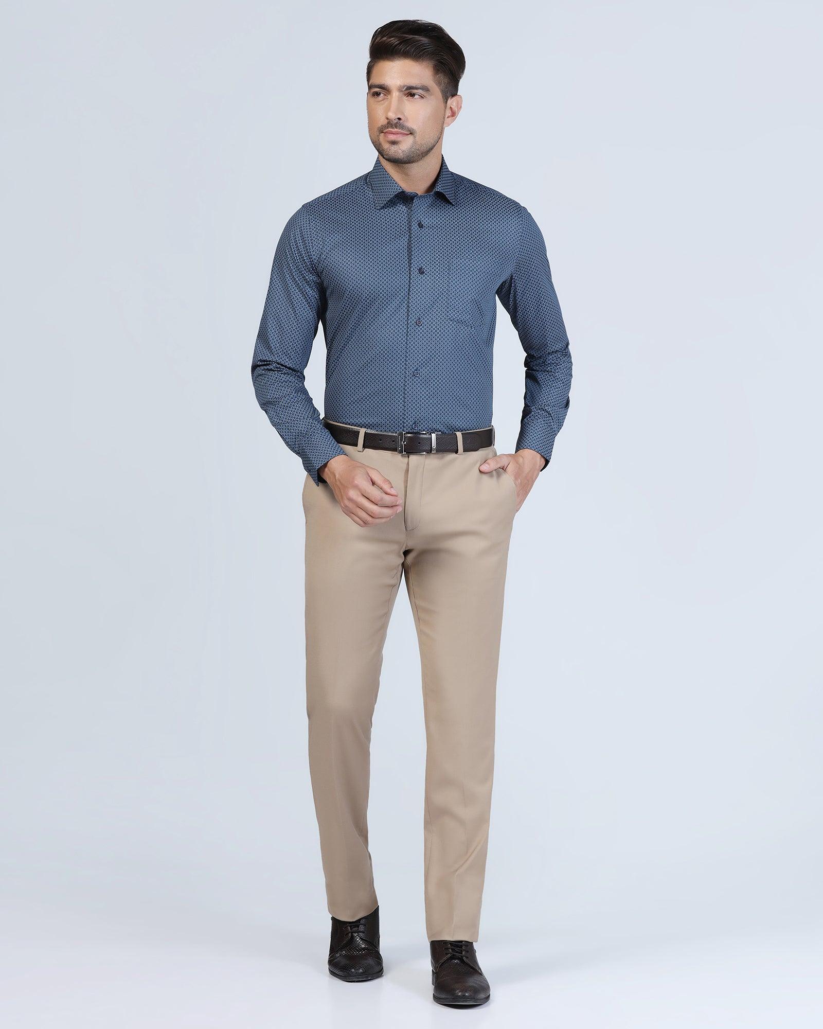 Formal Navy Printed Shirt - Gaze - Image 3