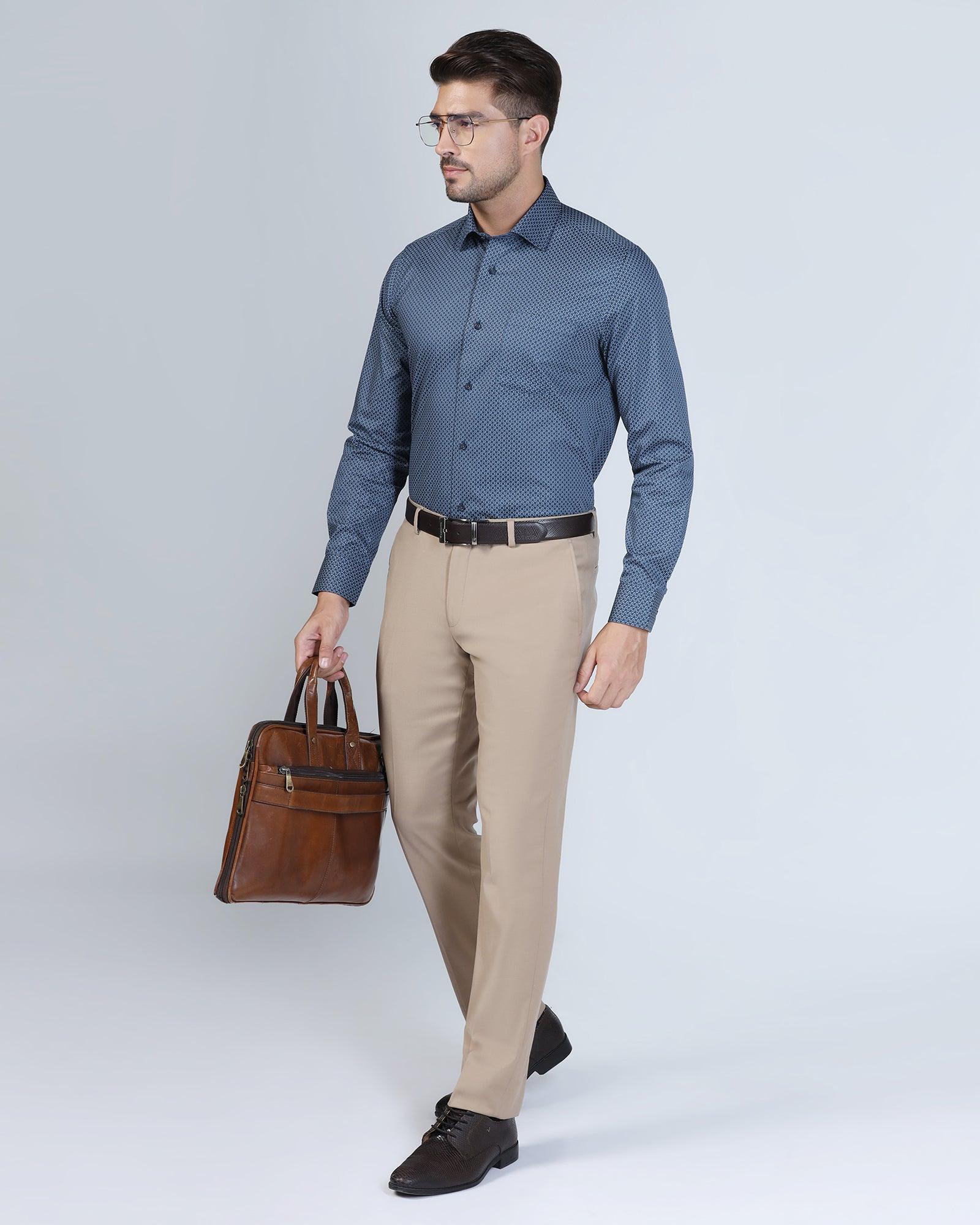 Formal Navy Printed Shirt - Gaze - Image 6