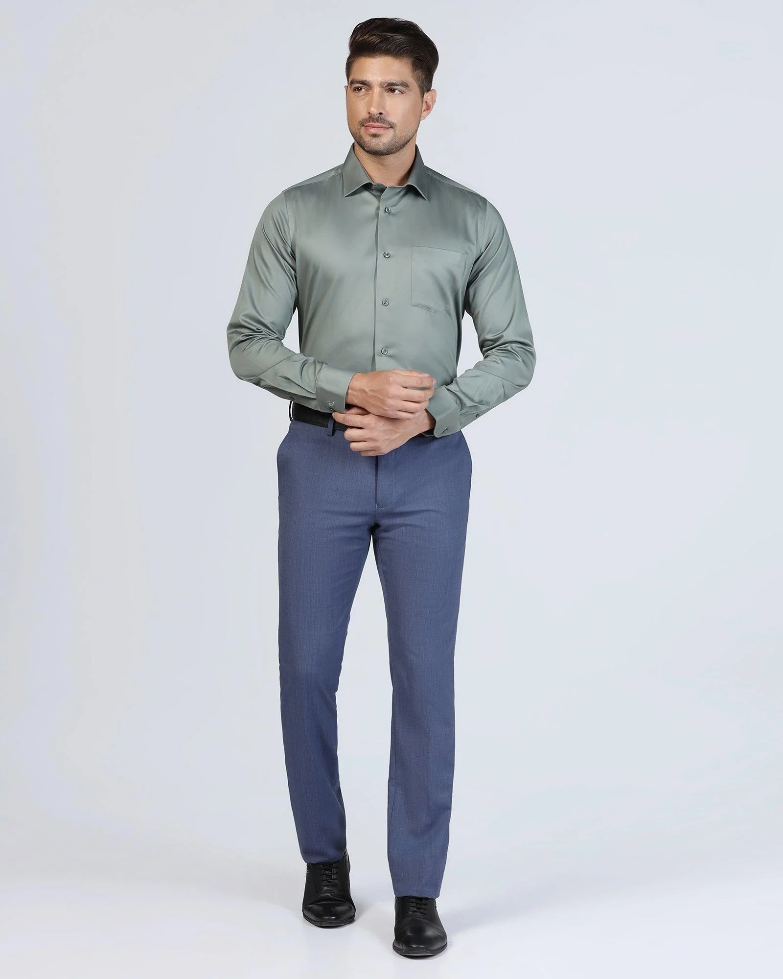 Non Iron Formal Olive Solid Shirt - Rolf - Image 3