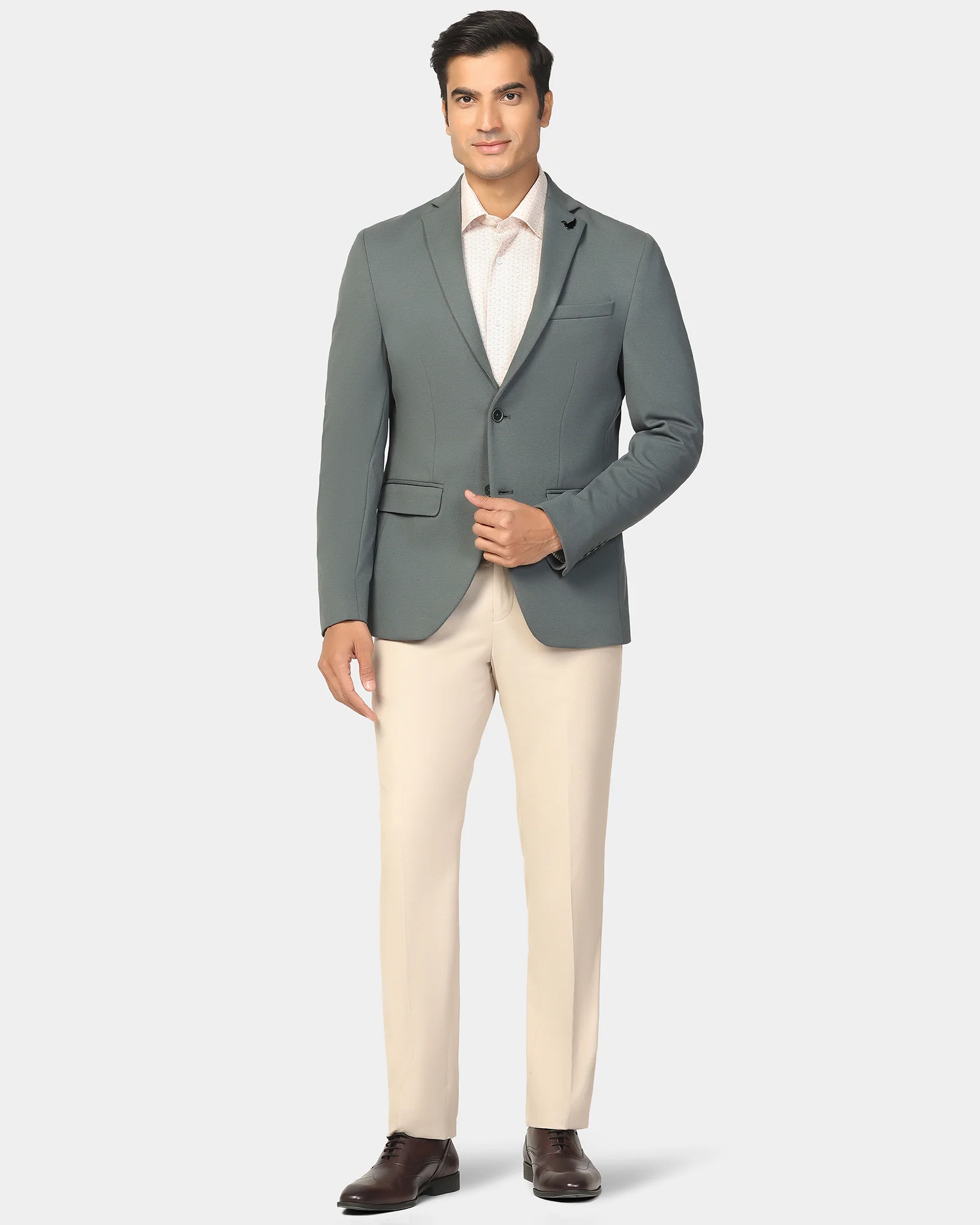 Formal Olive Textured Blazer - Dylan - Image 3