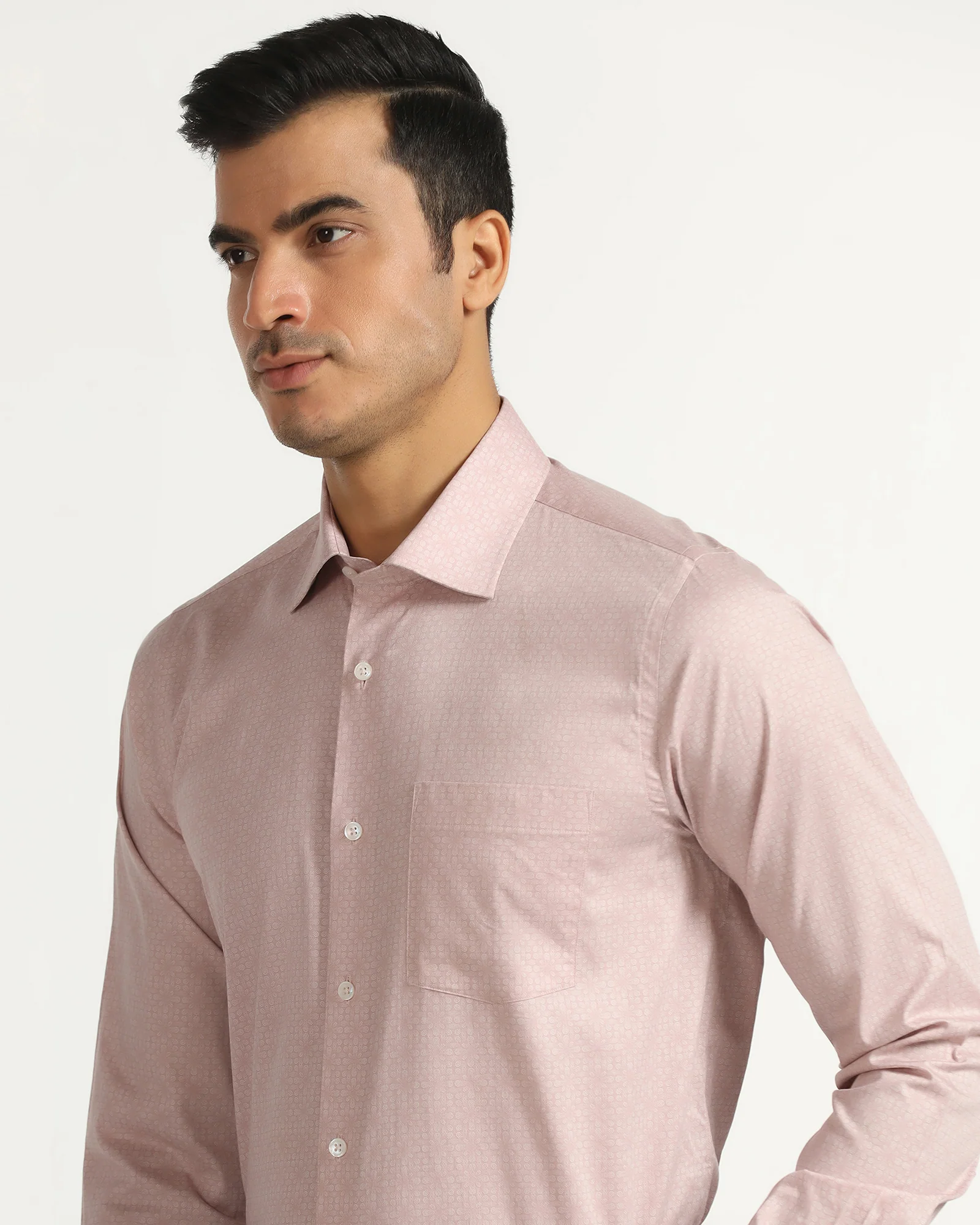 Formal Peach Printed Shirt - Hydron - Image 4