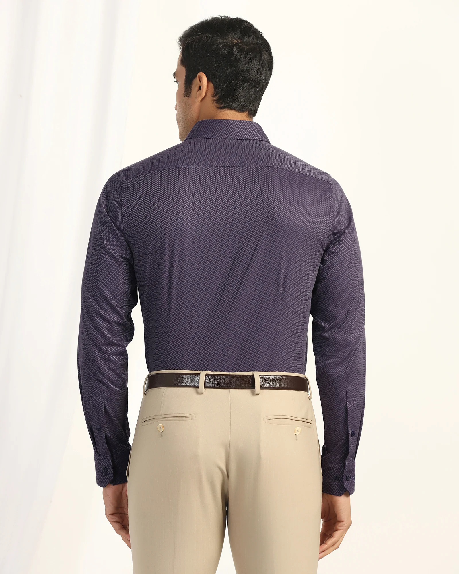 Formal Plum Textured Shirt - Dario - Image 2