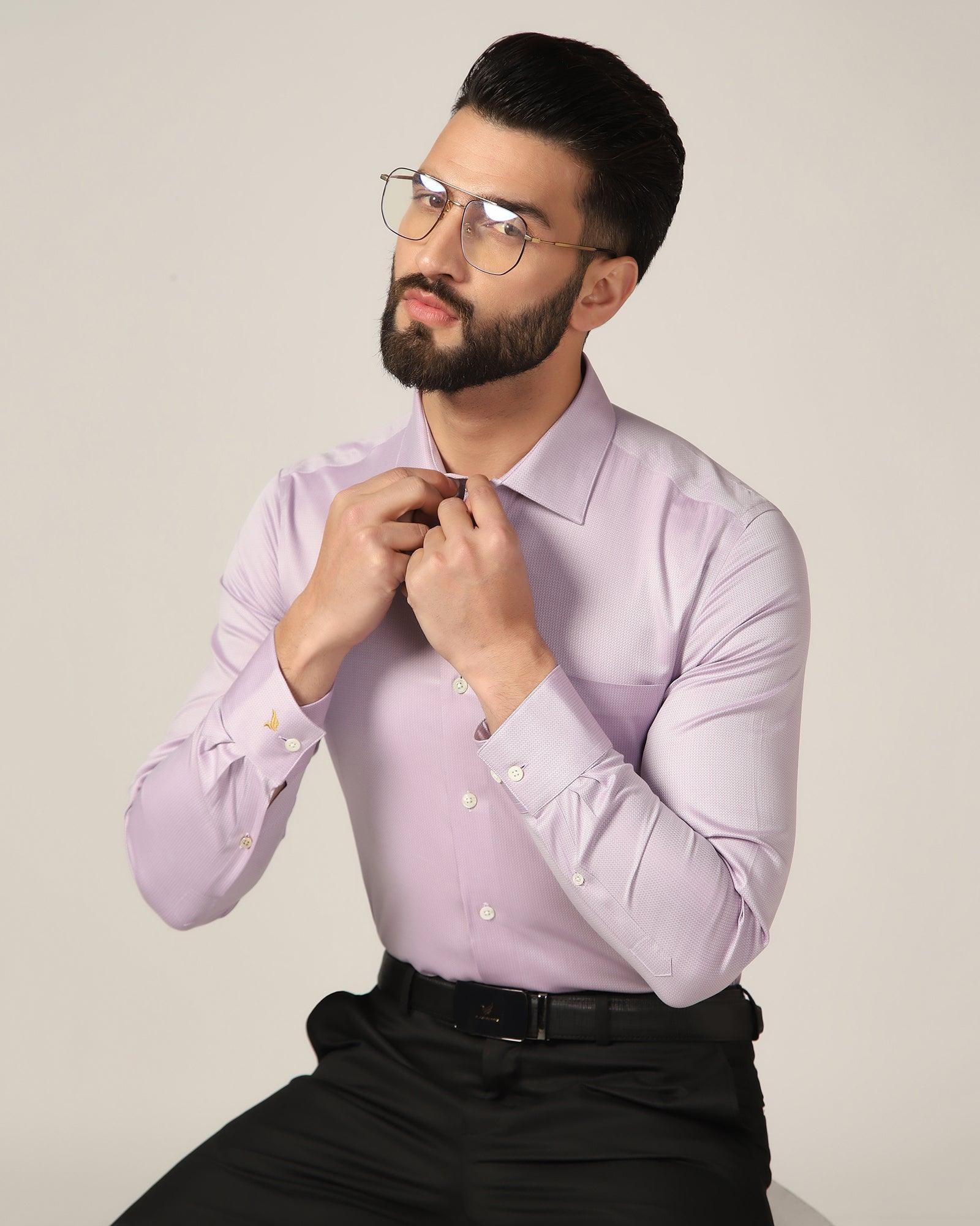 Luxe Formal Purple Textured Shirt - Richmond - Image 6