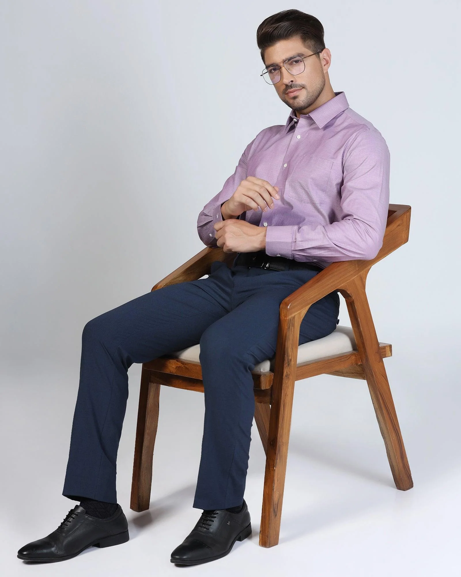 Formal Purple Textured Shirt - Robot - Image 7