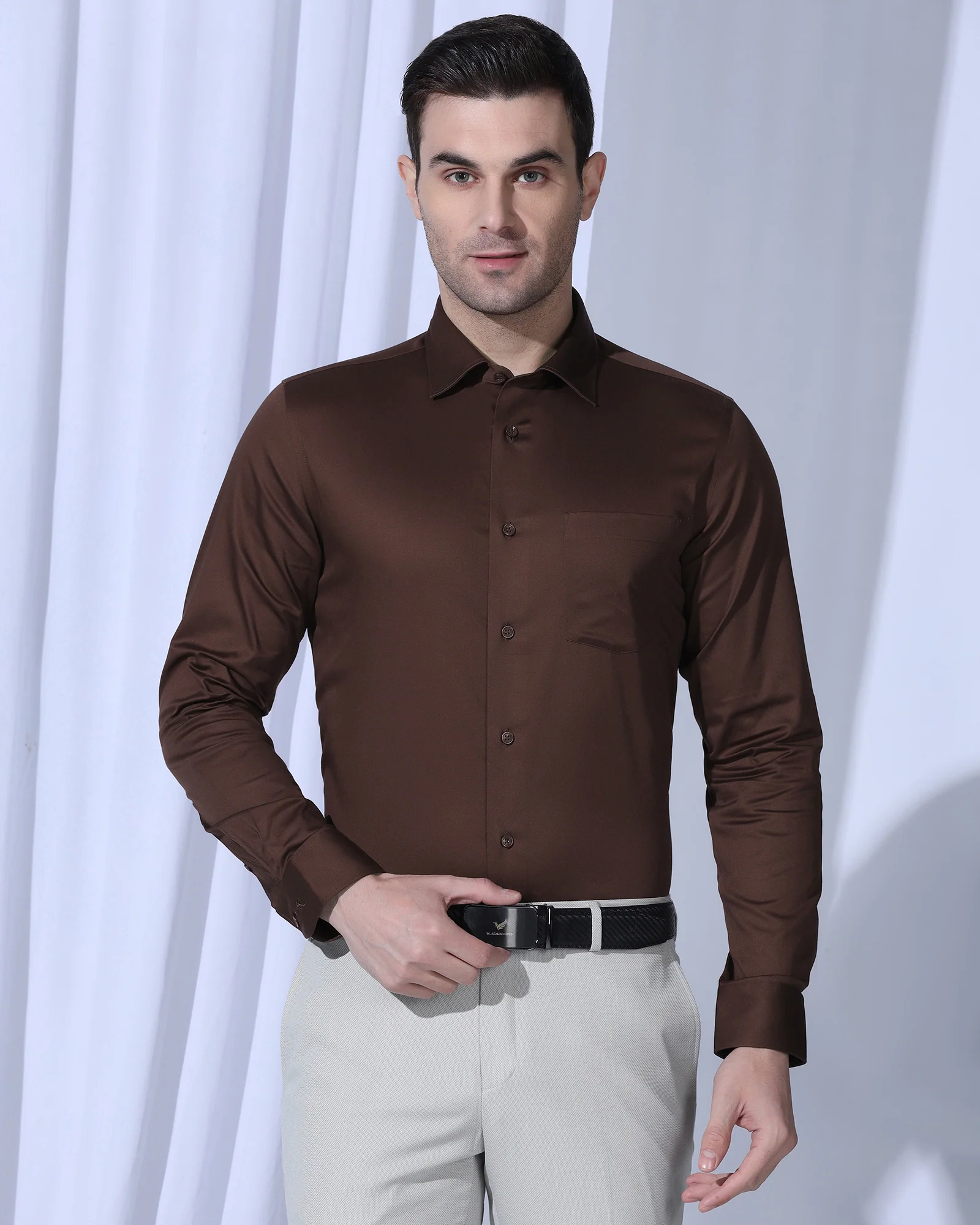 Non Iron Formal Rust Solid Shirt - Georgia - Image 8