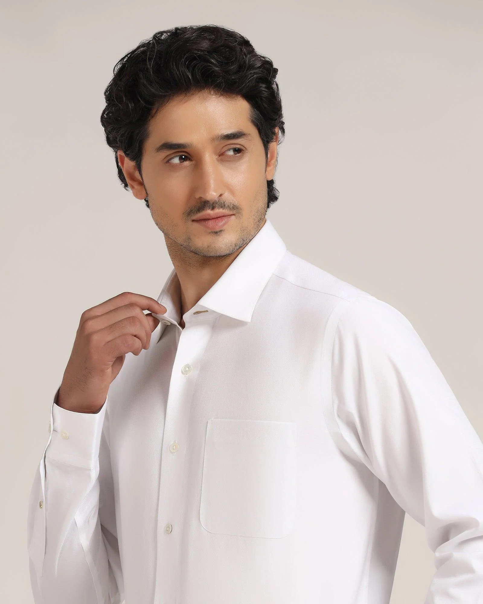 Luxe Formal White Solid Shirt - Wonder - Image 4