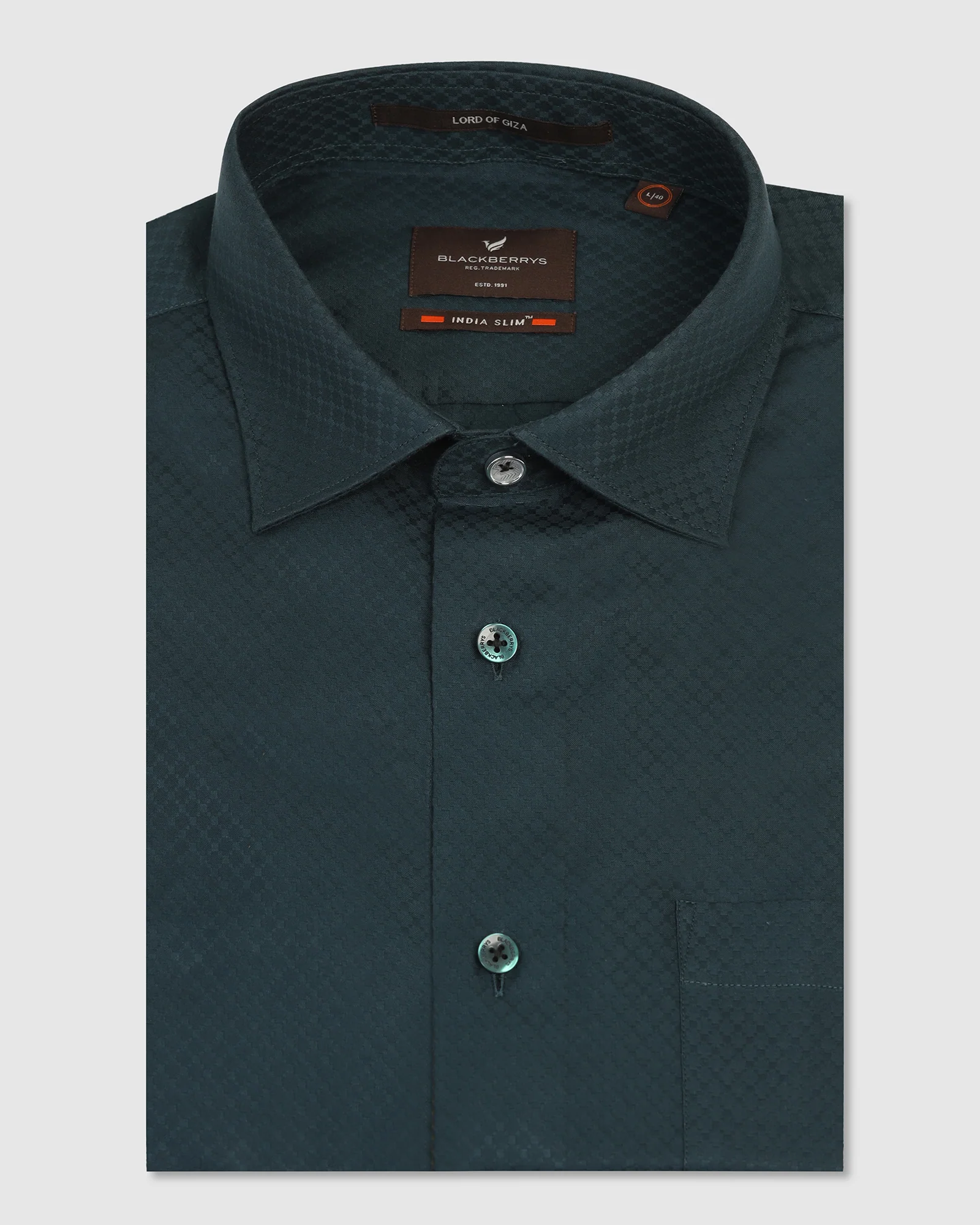 Formal Teal Textured Shirt - Shark - Image 5