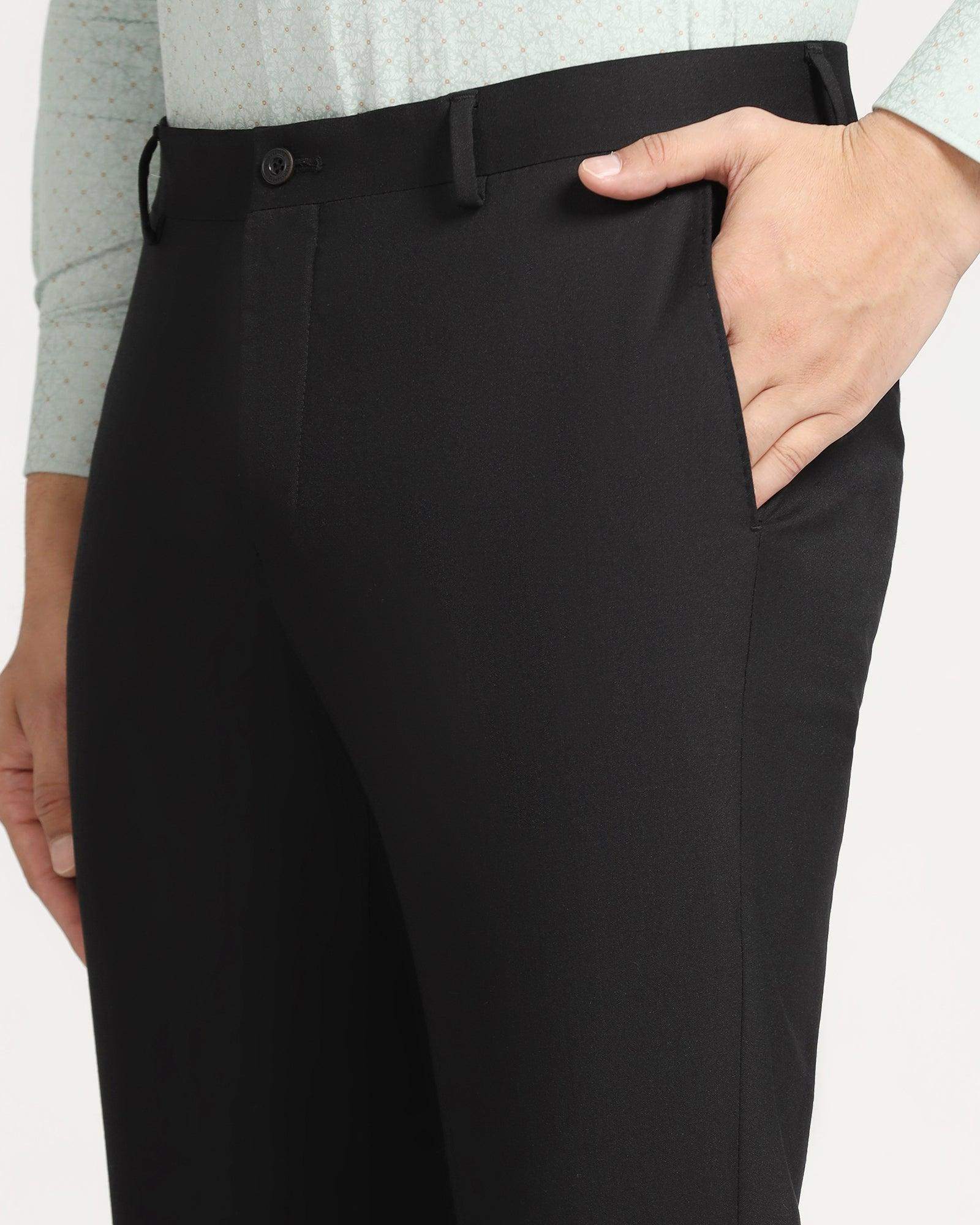 Luxe Slim Comfort B-95 Formal Black Solid Trouser - Meter - Image 4