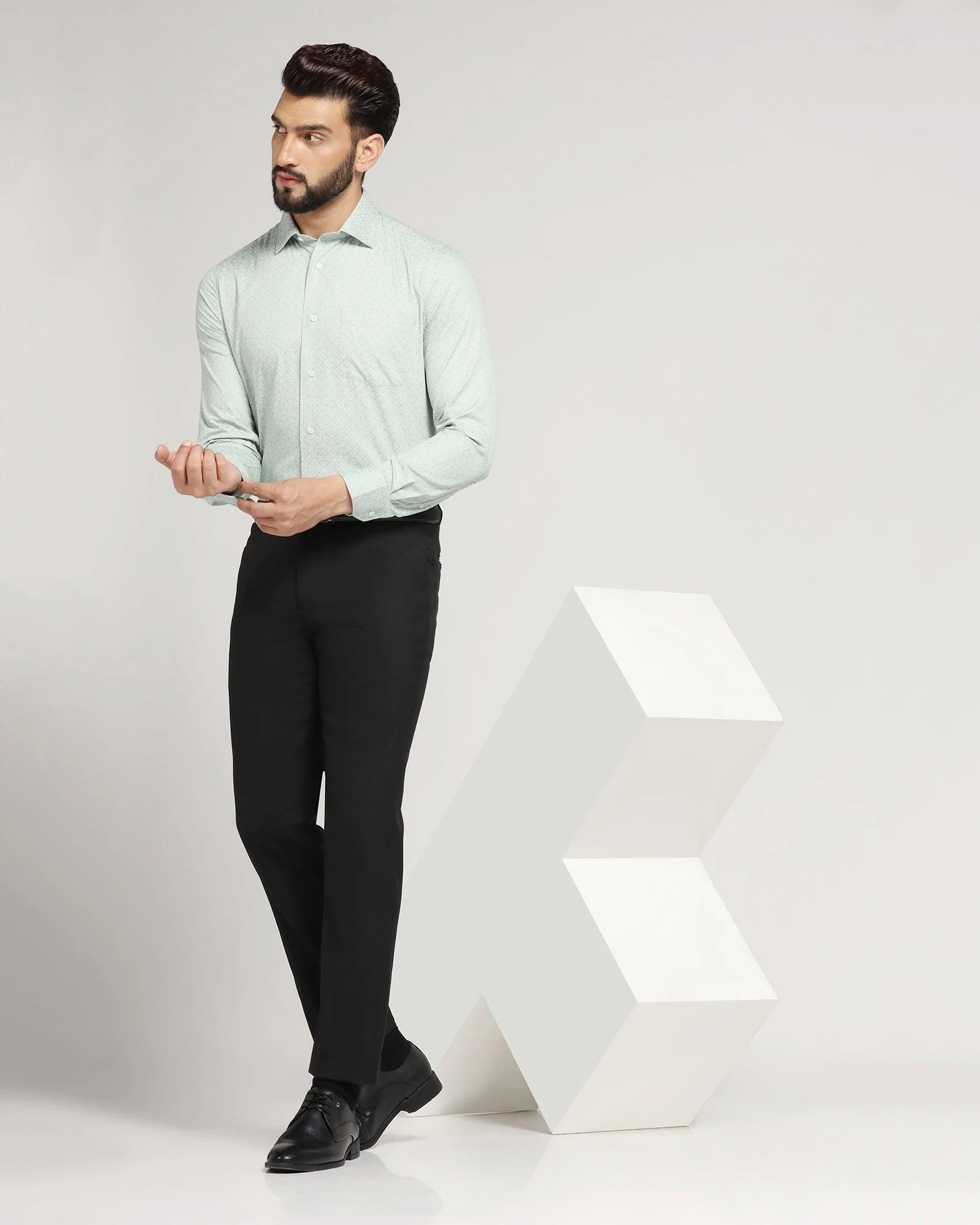 Luxe Slim Comfort B-95 Formal Black Solid Trouser - Meter - Image 6