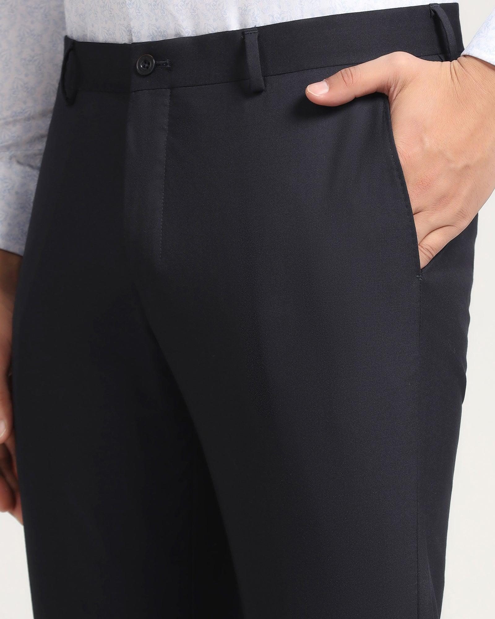 Luxe Slim Comfort B-95 Formal Navy Solid Trouser - Meter - Image 4