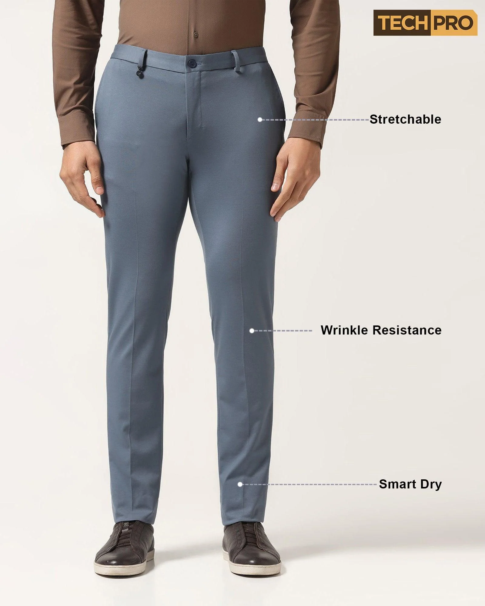 TechPro Slim Fit B-91 Formal Sky Blue Solid Trouser - Explorer - Image 8