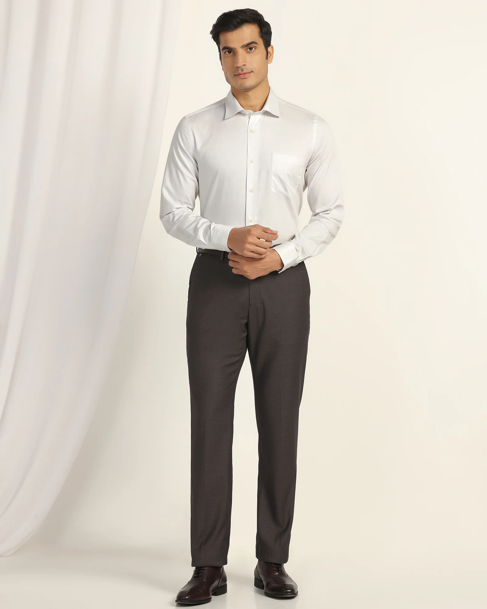 Formal White Printed Shirt - Enzo - Image 3