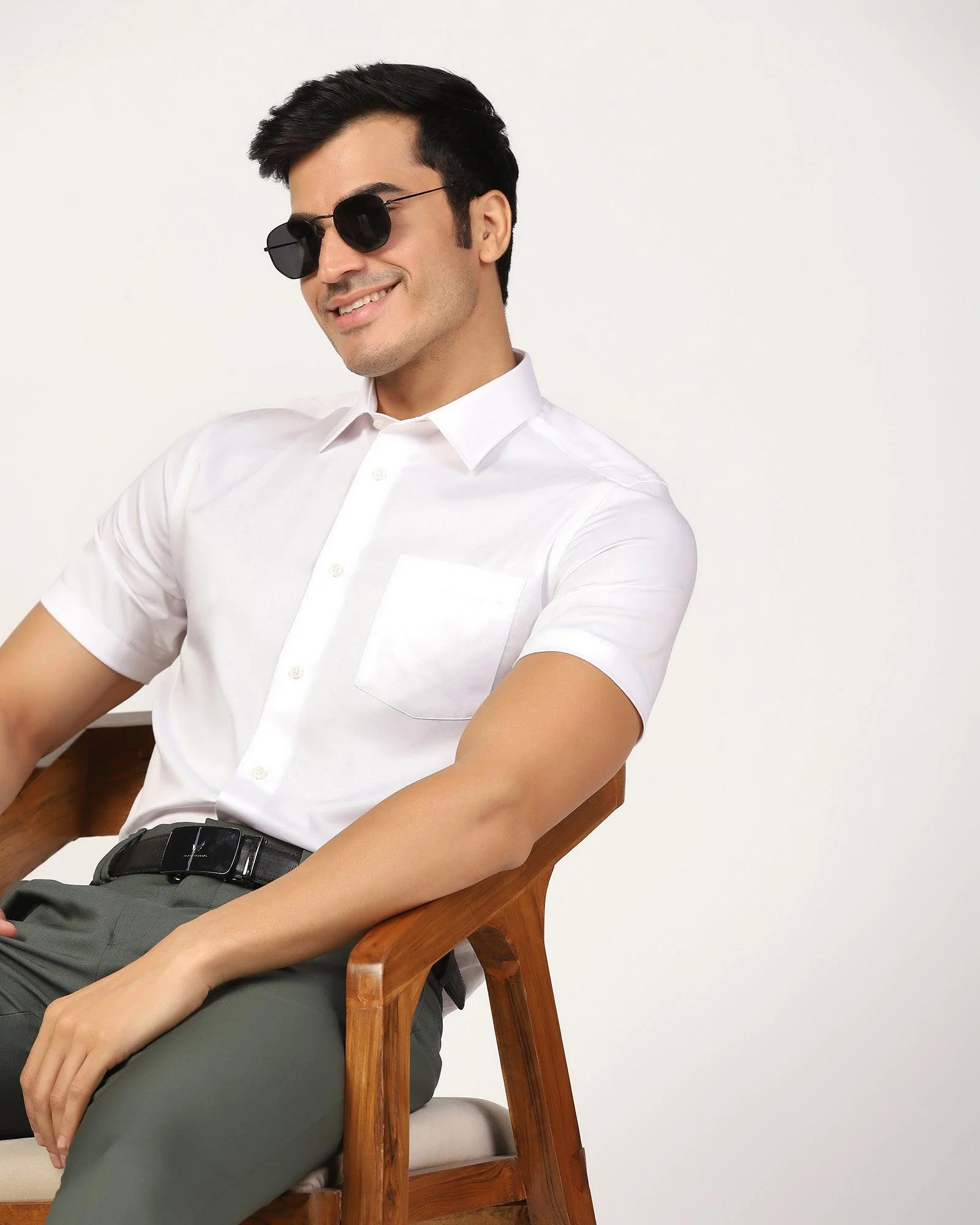 Non Iron Formal Half Sleeve White Solid Shirt - Matiz - Image 6