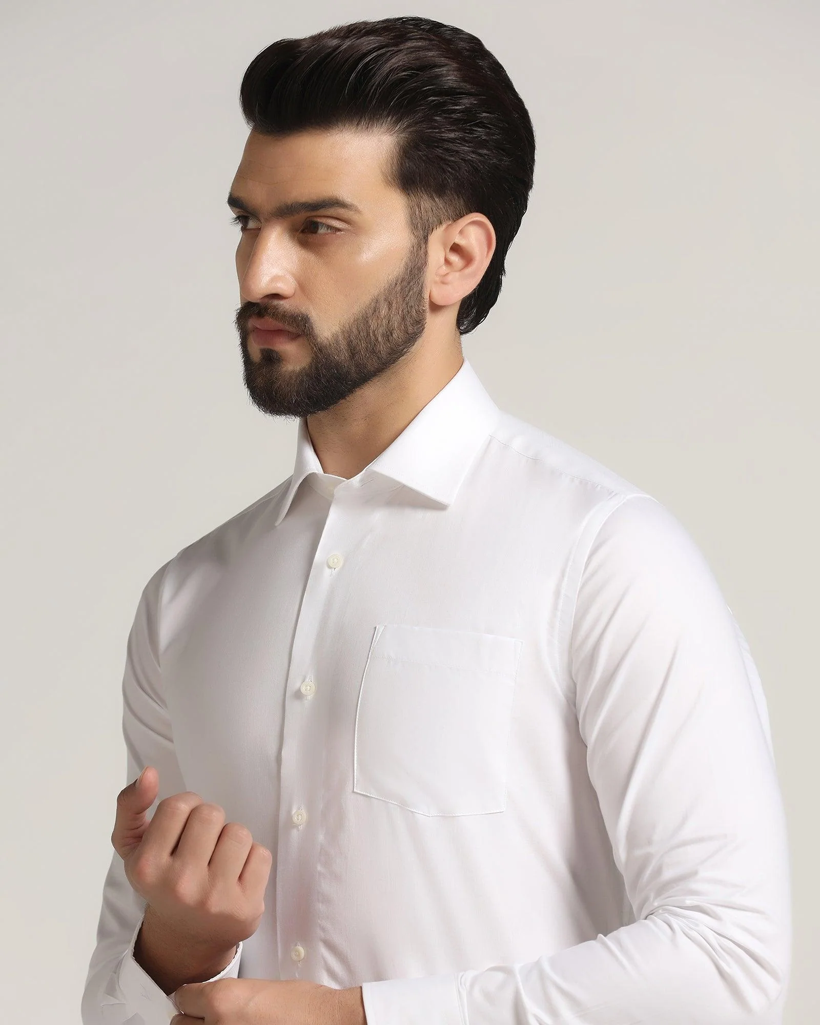 Formal White Solid Shirt - Otto - Image 4