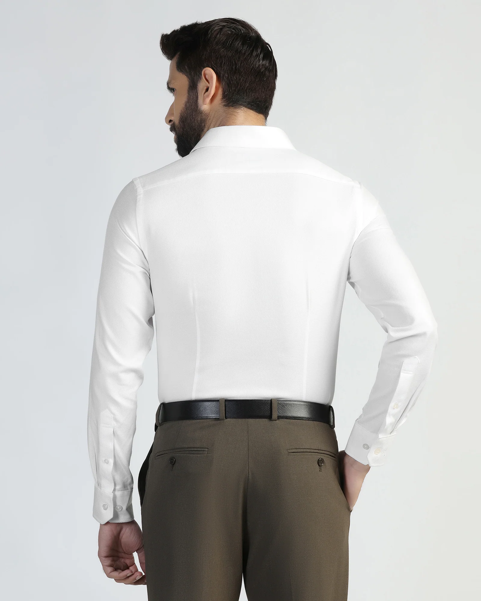 Formal White Textured Shirt - Evolve - Image 2