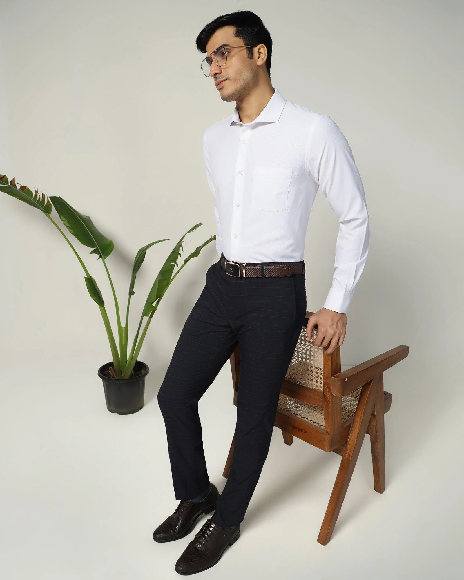 Non Iron Formal White Textured Shirt - Ivy - Image 3