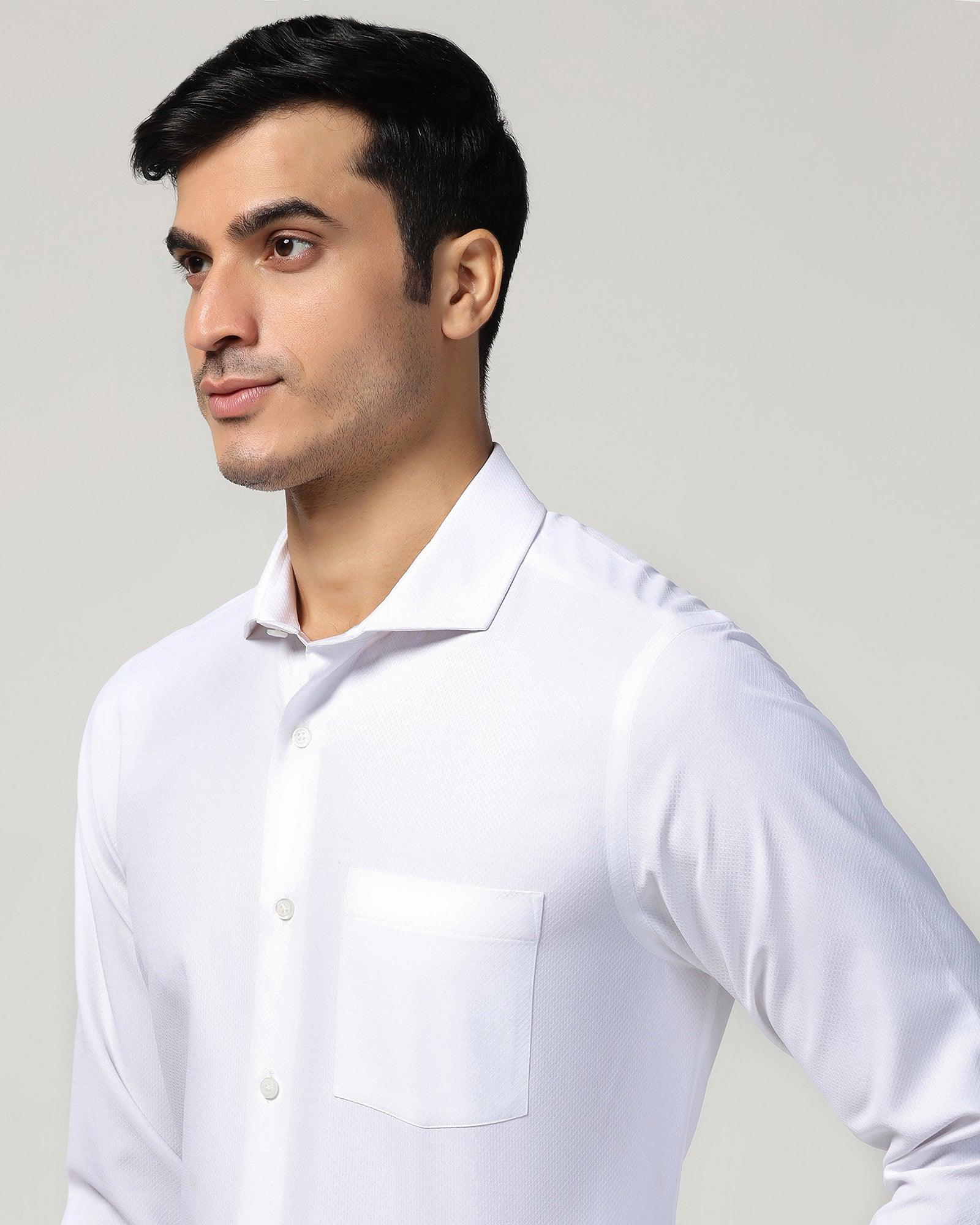 Non Iron Formal White Textured Shirt - Ivy - Image 4