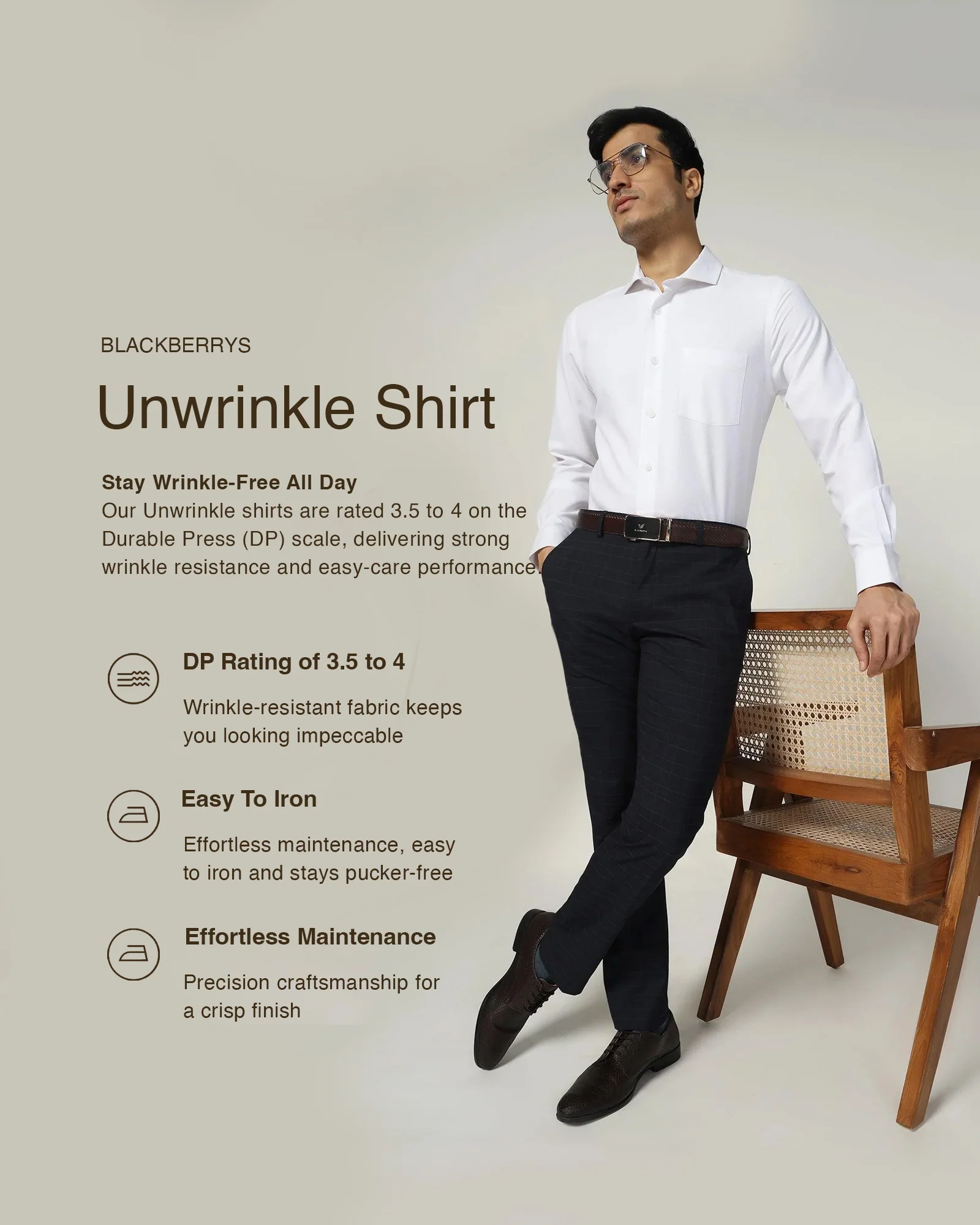 Non Iron Formal White Textured Shirt - Ivy - Image 7