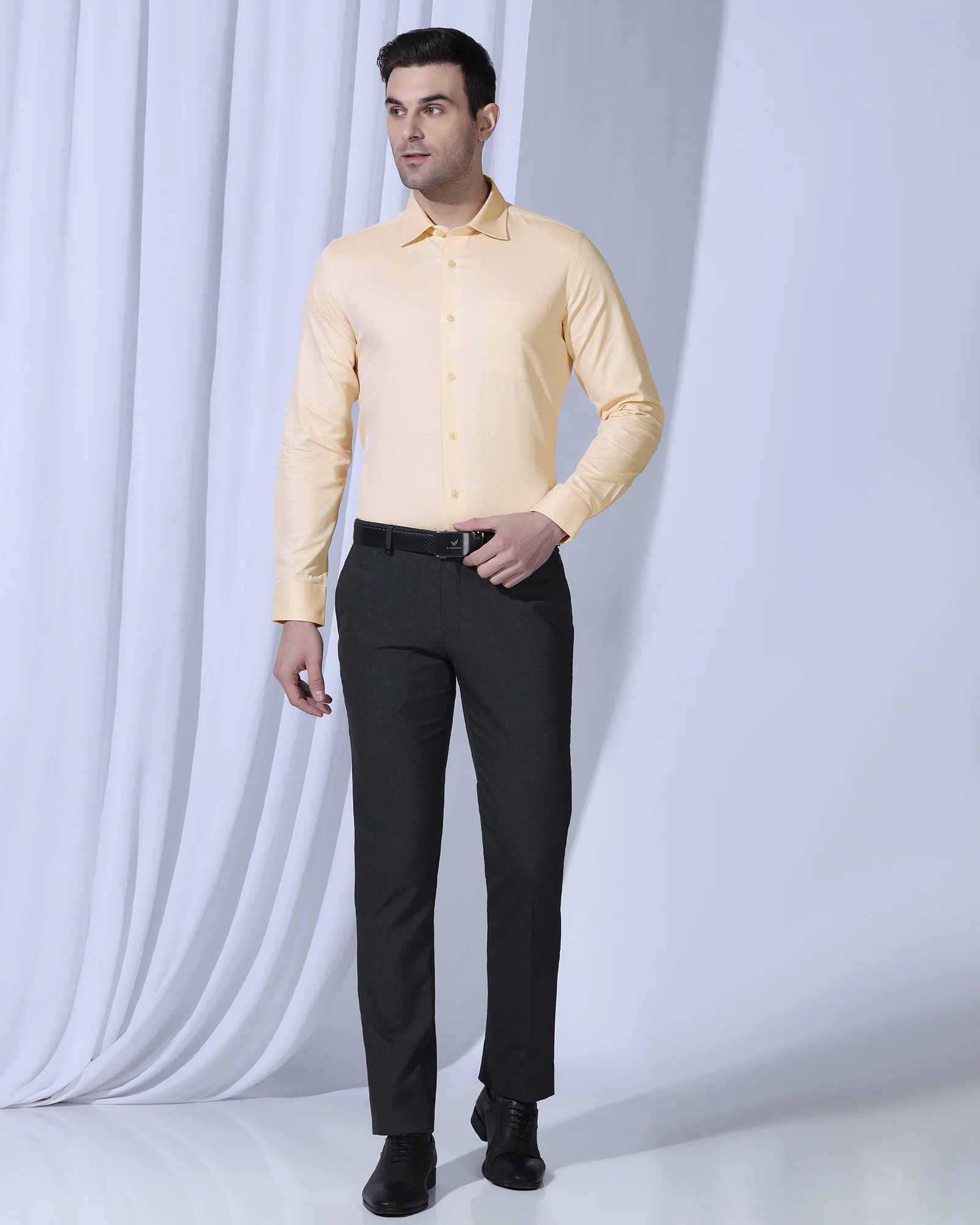 Formal Yellow Textured Shirt - Benet - Image 3