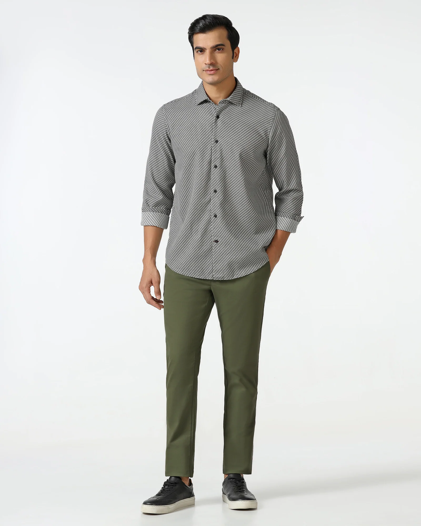 Green Solid Khakis - Mario