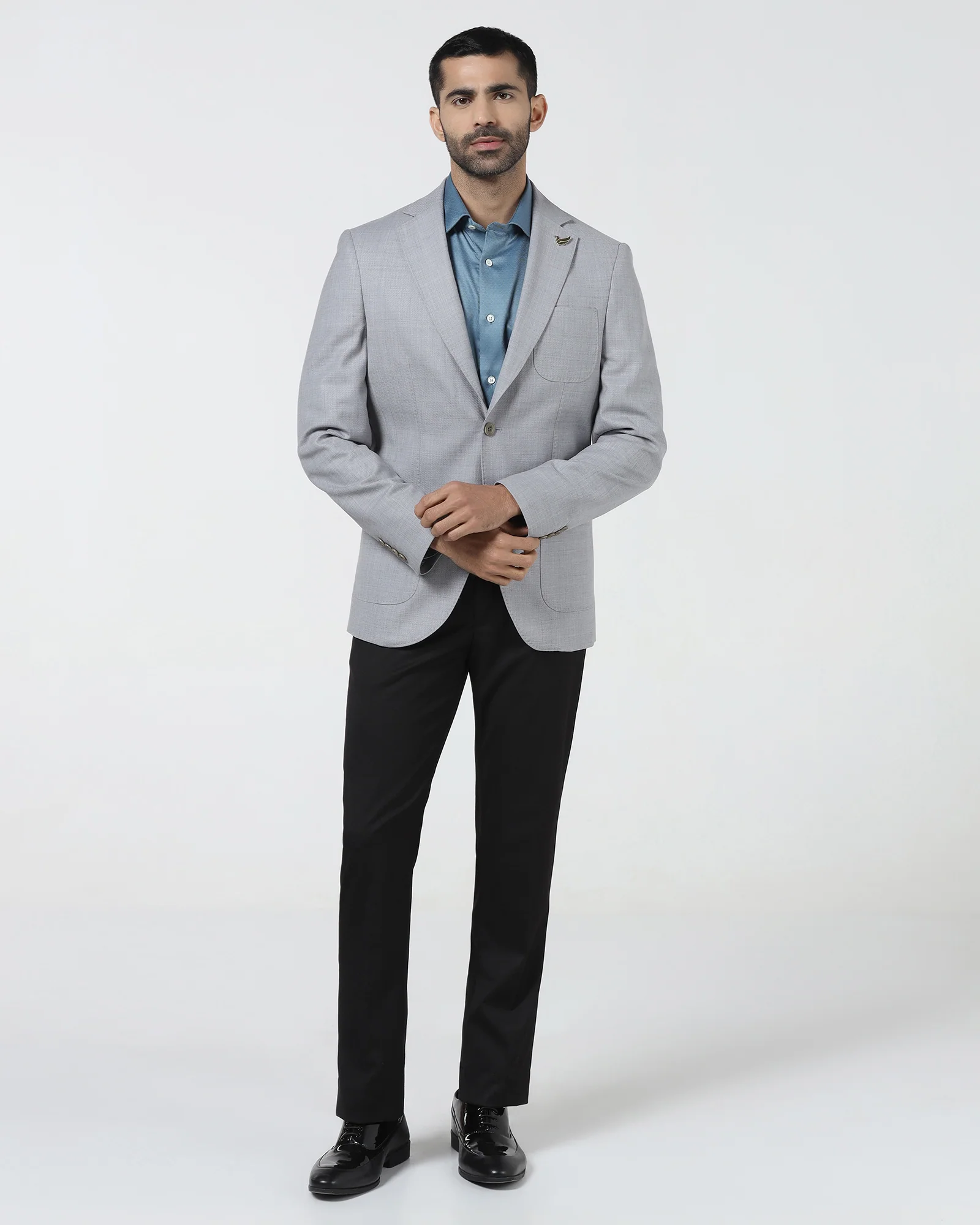 Grey Luxe Solid Blazer - Randal - Image 3