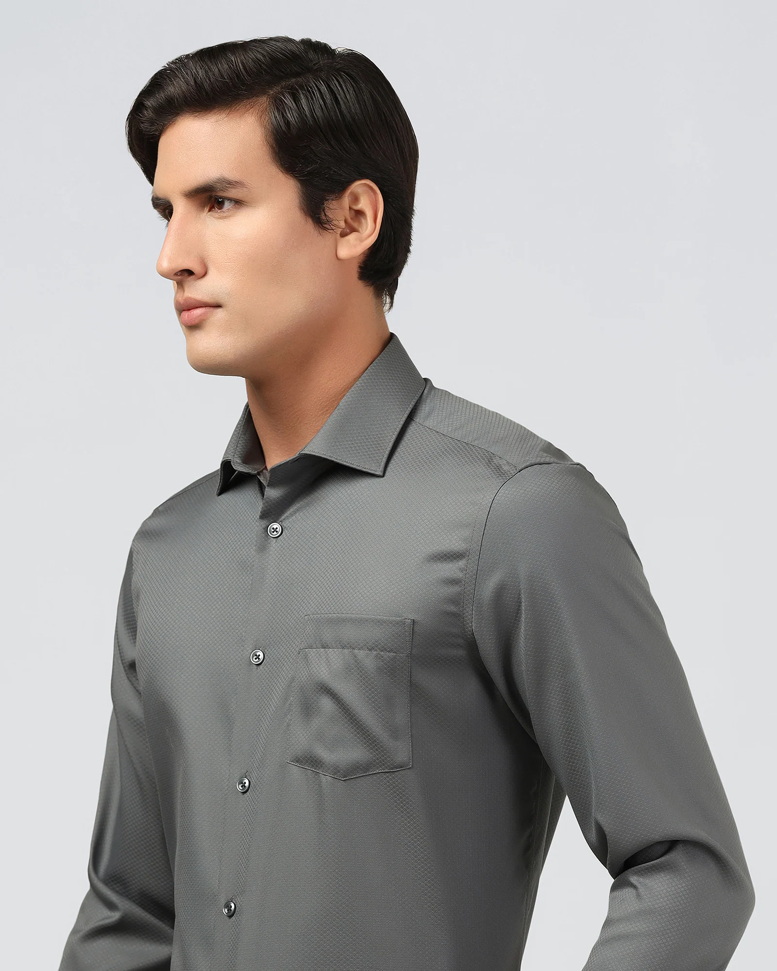 Grey Non Iron Textured Shirt - Erik - Image 4