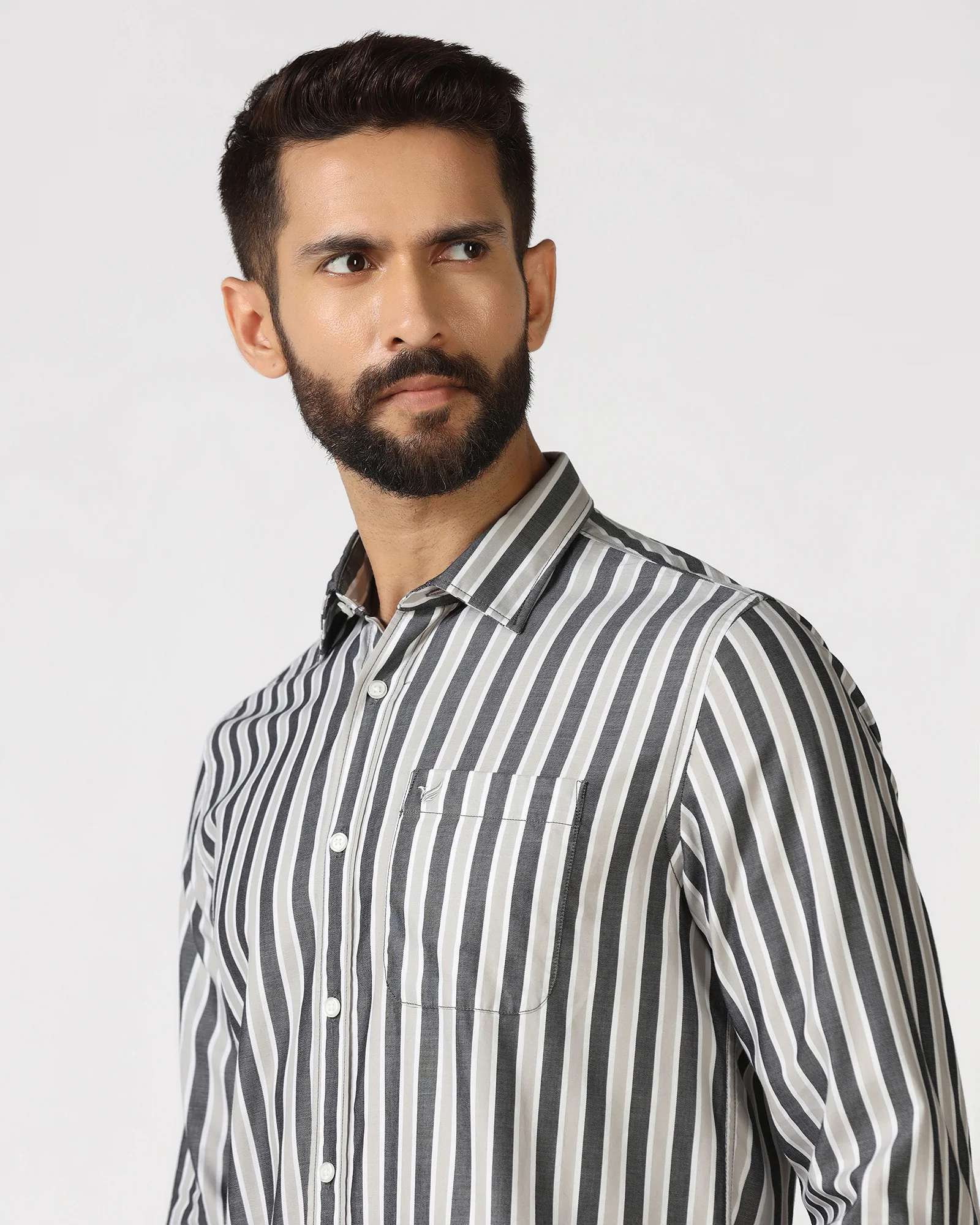 Grey Stripe Shirt - Gerran - Image 4