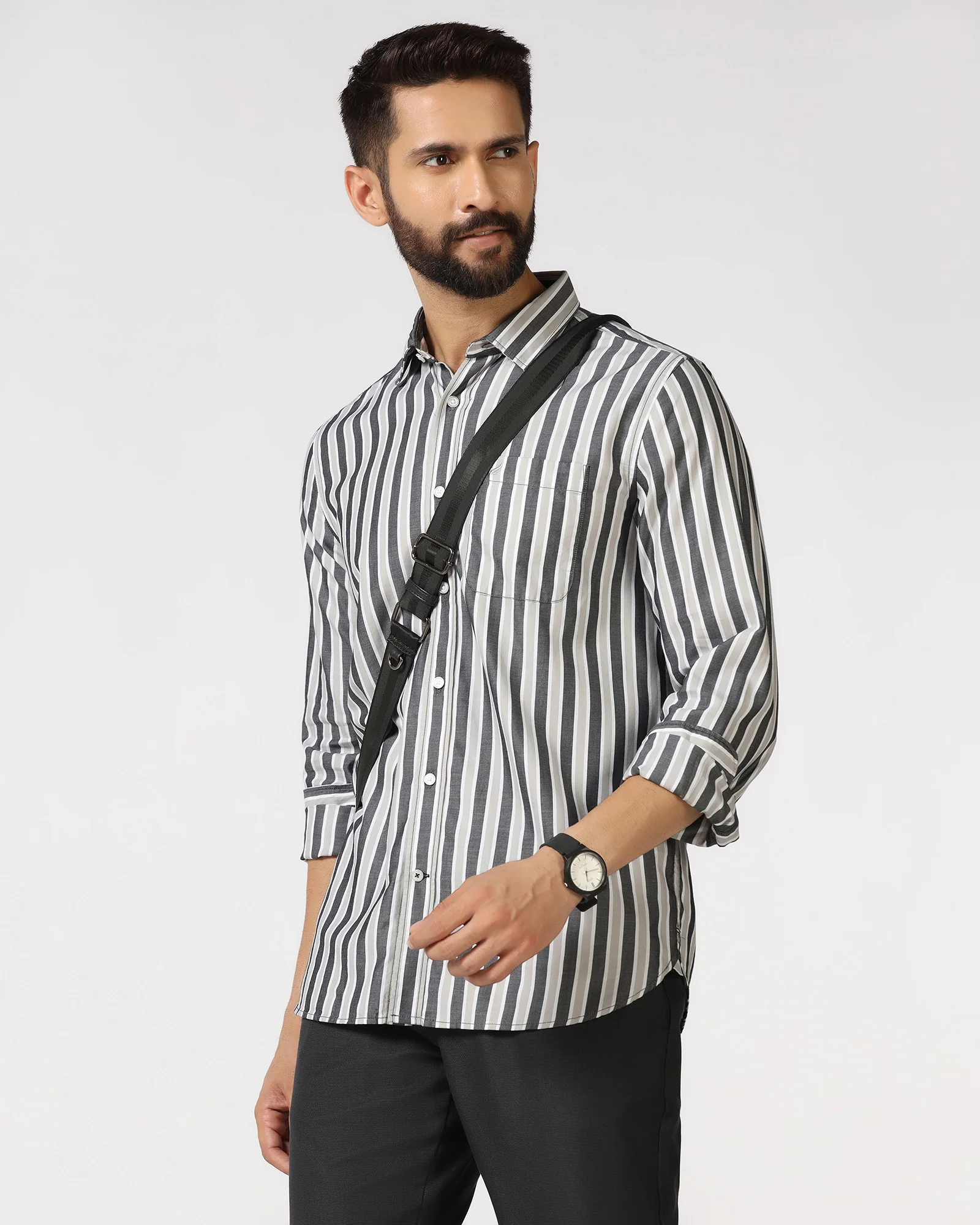 Grey Stripe Shirt - Gerran - Image 7