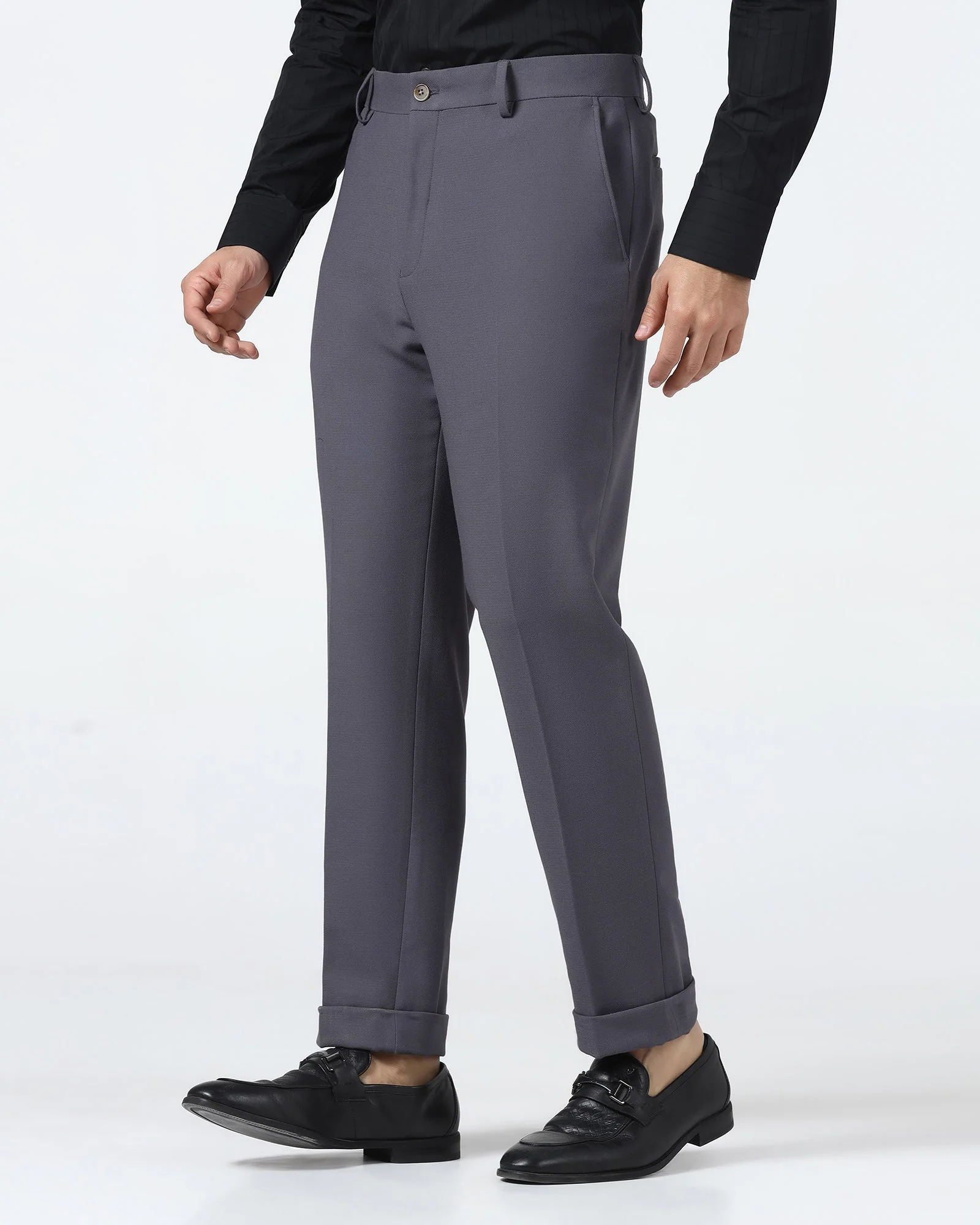 Grey Textured Trouser - Palmer - Image 9