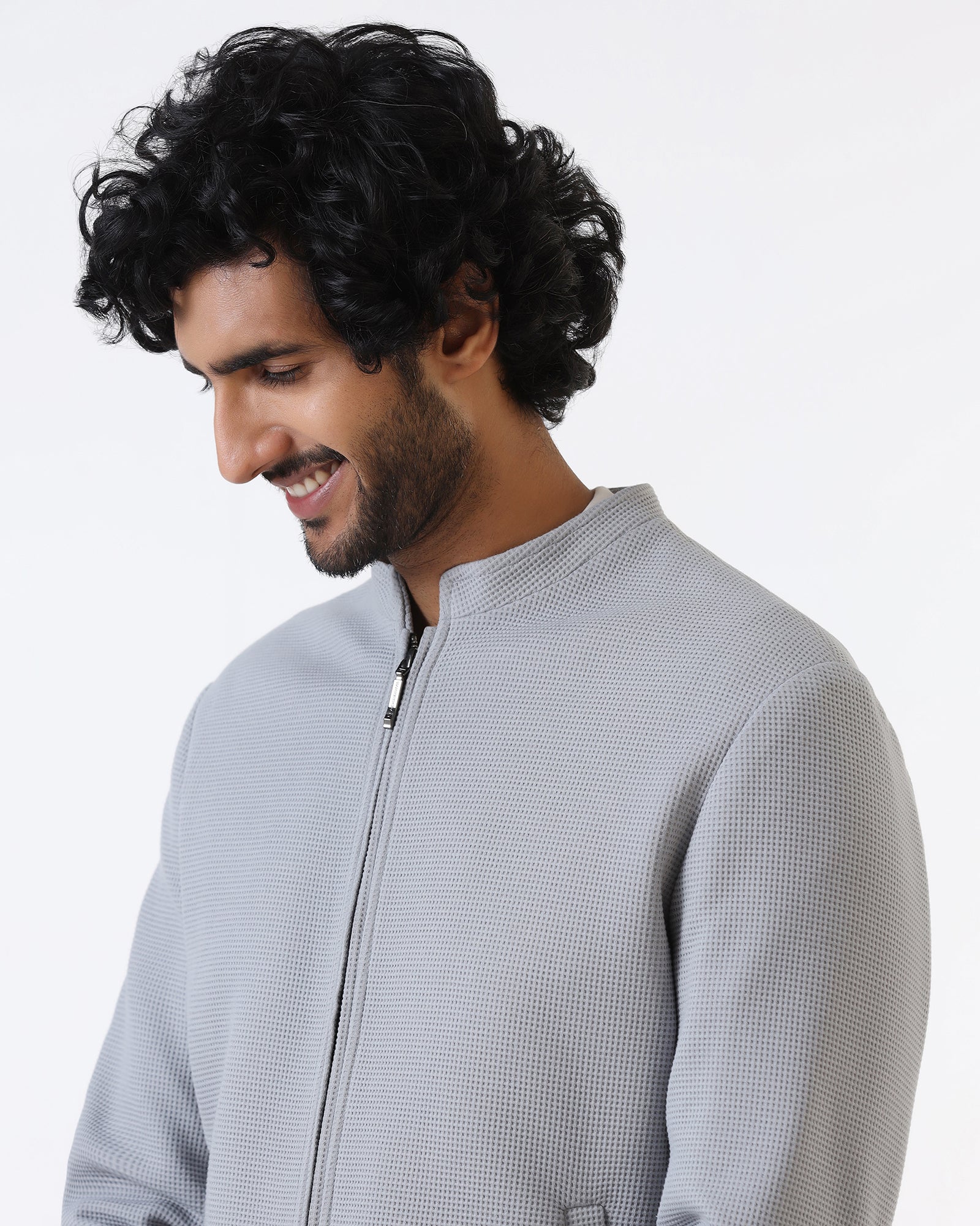 Grey Textured Zipper Jacket - Maxwel - Image 4