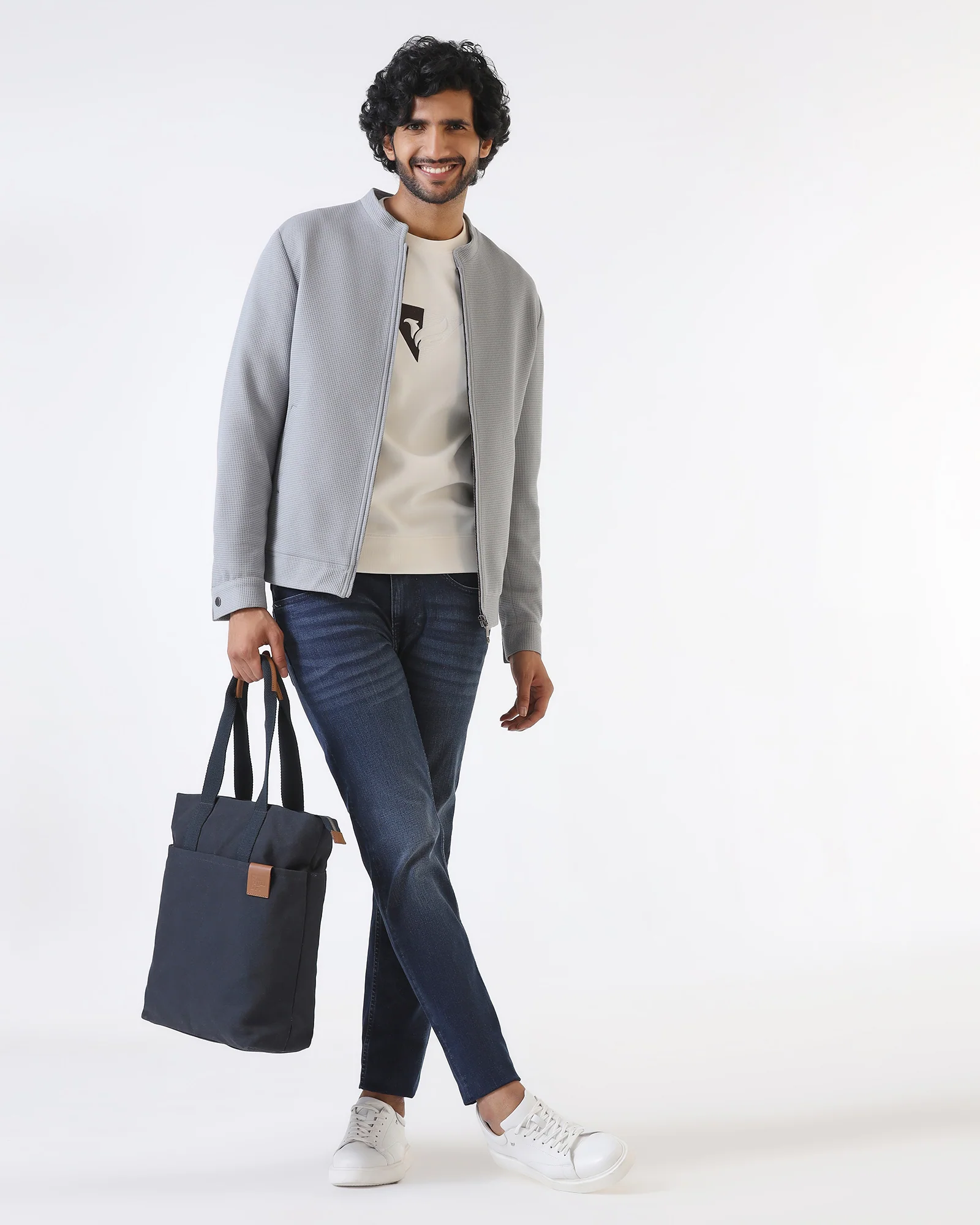 Grey Textured Zipper Jacket - Maxwel - Image 5