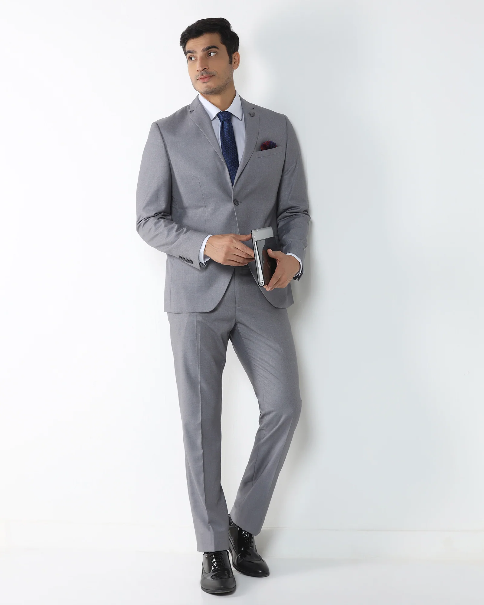 Grey Two Piece Solid Suit - Cabshot - Image 7