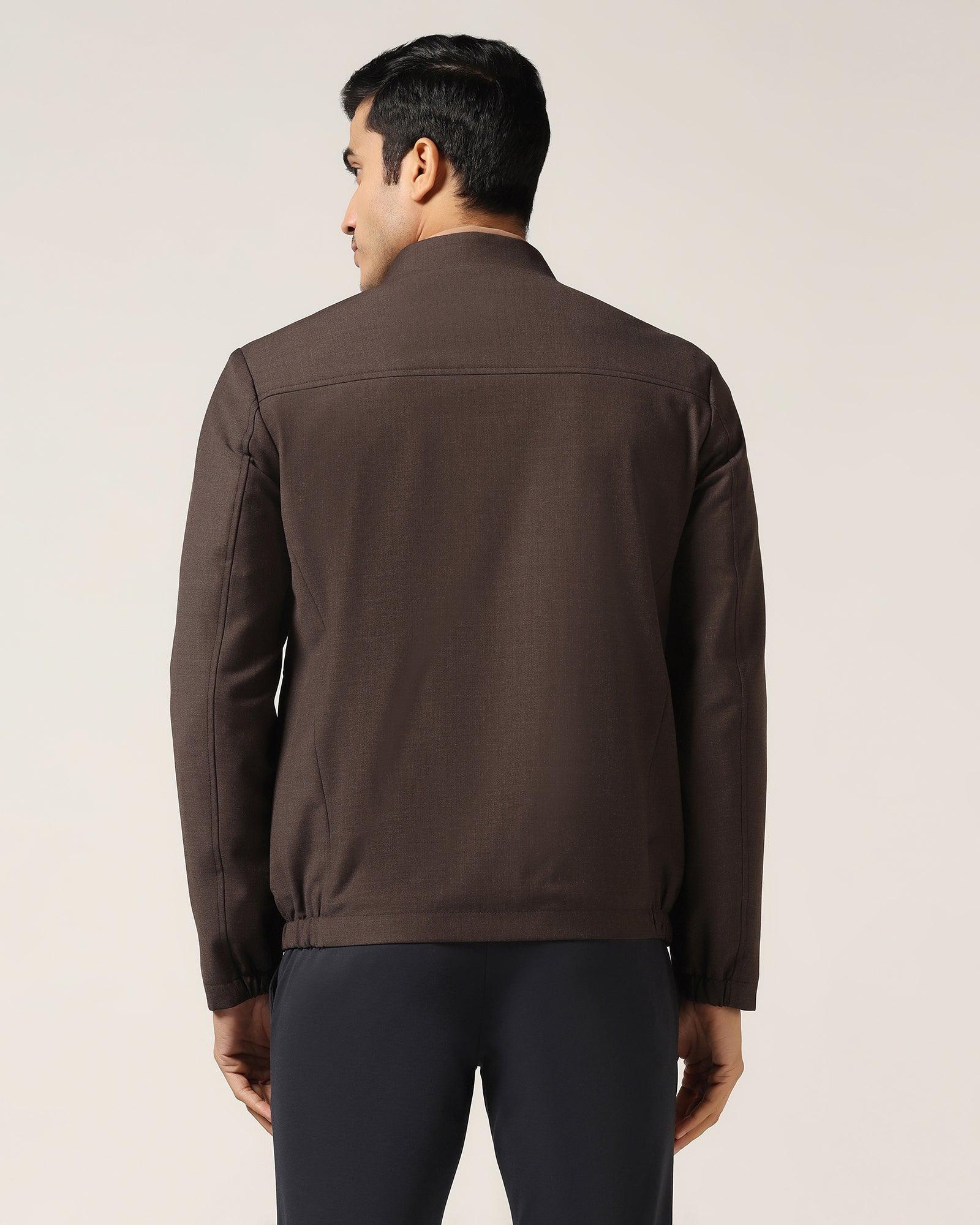 TechPro Brown Solid Zipper Jacket - Zeno - Image 2