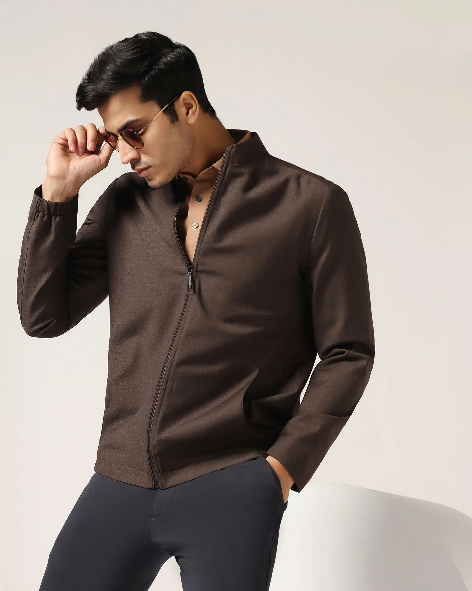 TechPro Brown Solid Zipper Jacket - Zeno - Image 6