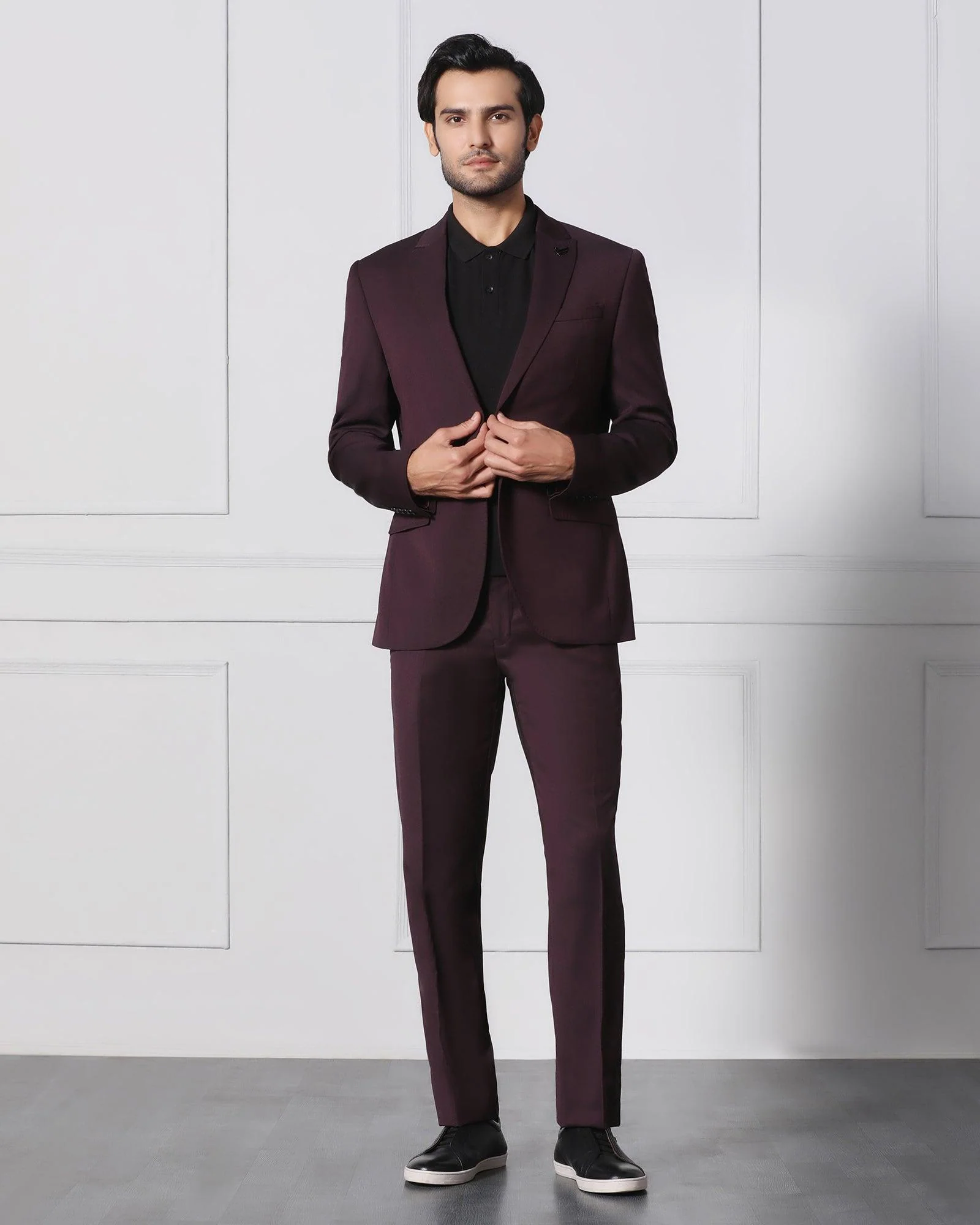 Must Haves Three Piece Darkk Wine Solid Formal Suit - Jaguar - Image 8
