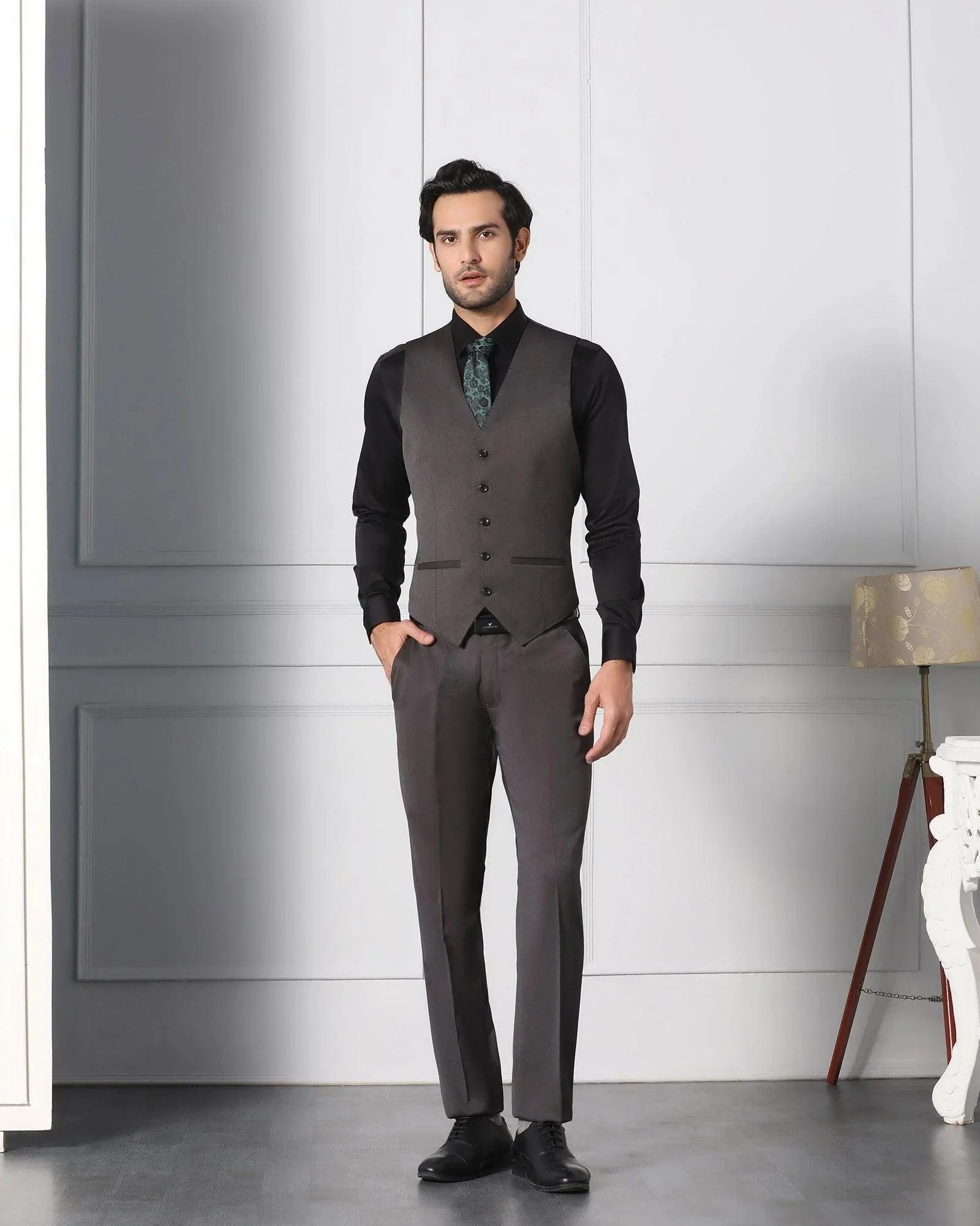 Must Haves Three Piece Grey Solid Formal Suit - Jaguar - Image 5