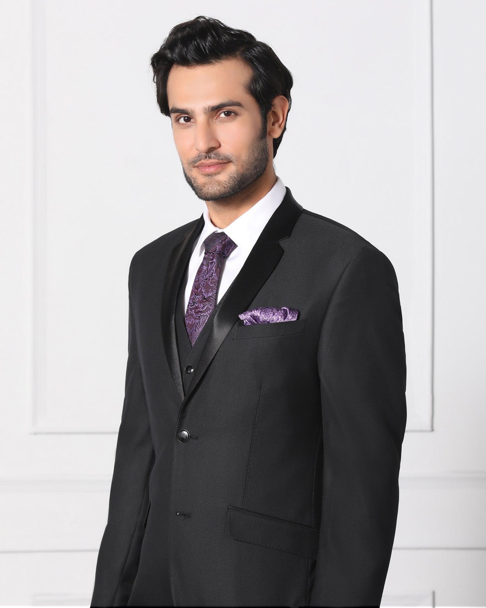 Must Haves Three Piece Black Solid Formal Suit - Jaydon - Image 5
