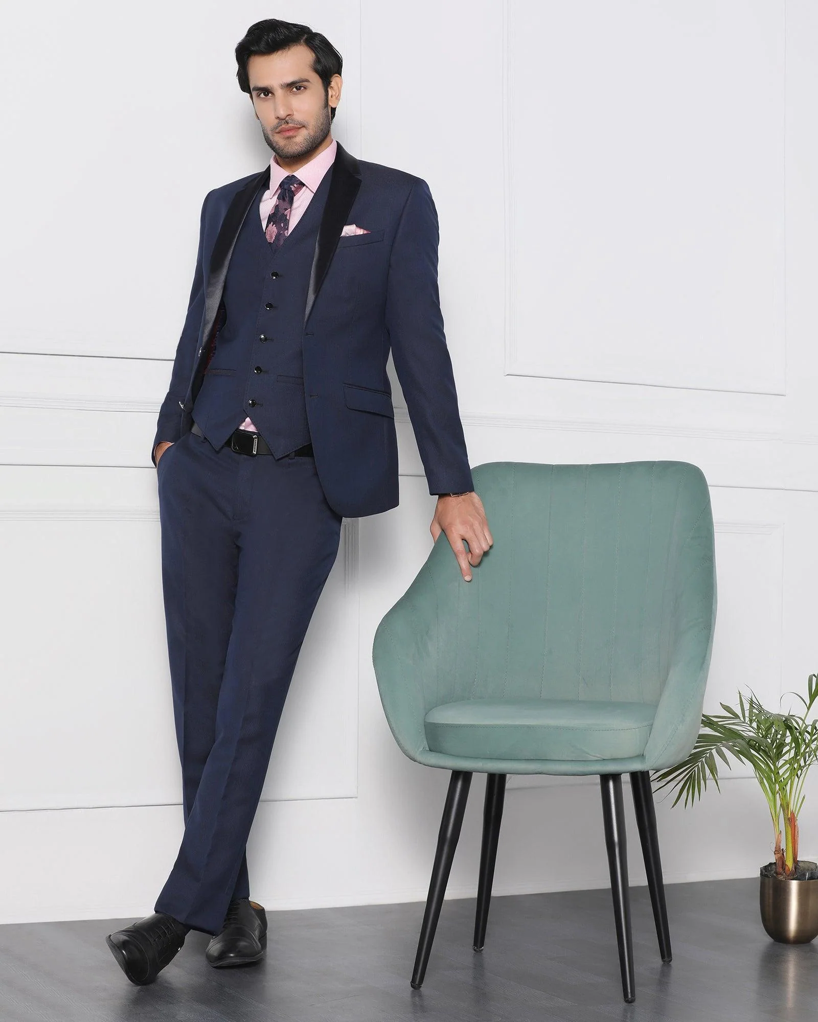 Must Haves Three Piece Navy Solid Formal Suit - Jaydon - Image 3