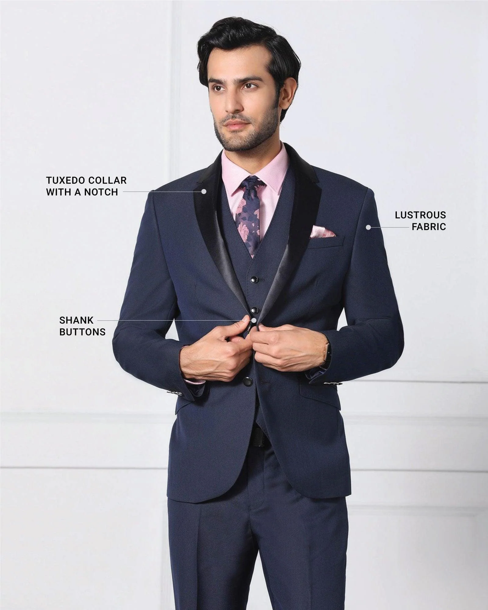 Must Haves Three Piece Navy Solid Formal Suit - Jaydon - Image 4